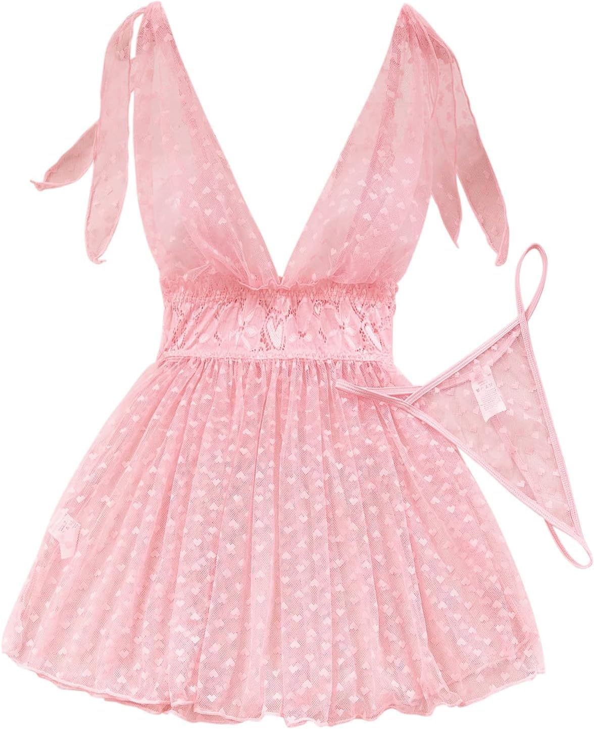 The Sultry Allure | Exotic Mesh Babydoll Delicate Satin Bow Accent

