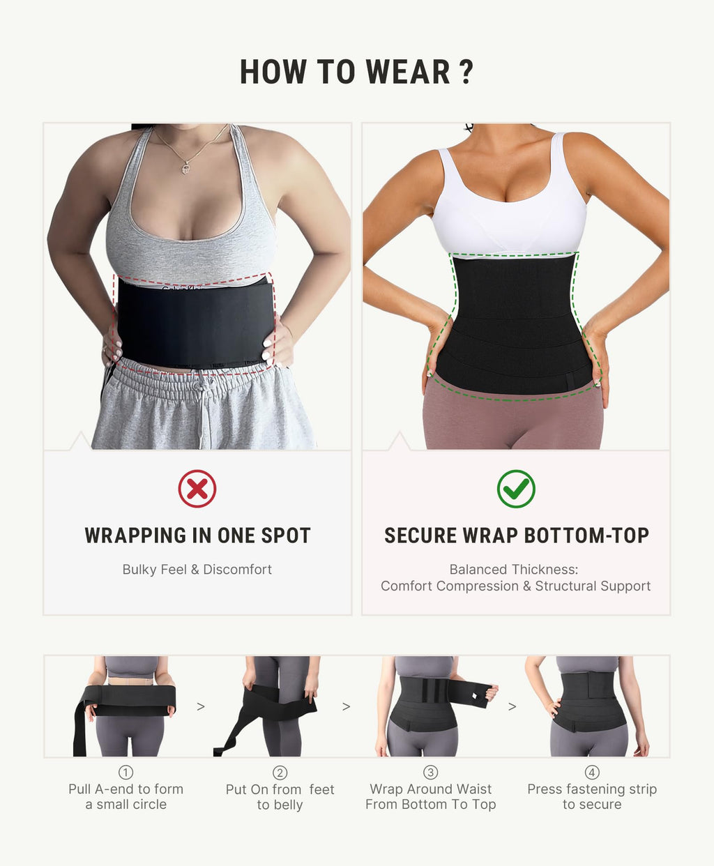 The Hourglass Wrap | Seamless Adjustable Waist Snatcher Roll-Up Storage View