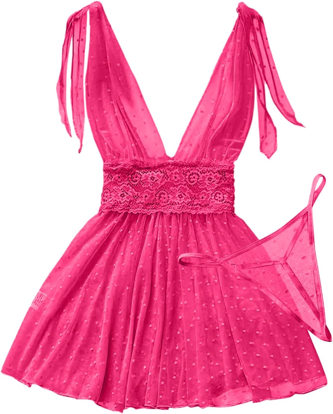The Sultry Allure | Exotic Mesh Babydoll Sultry Red Colorway Detail