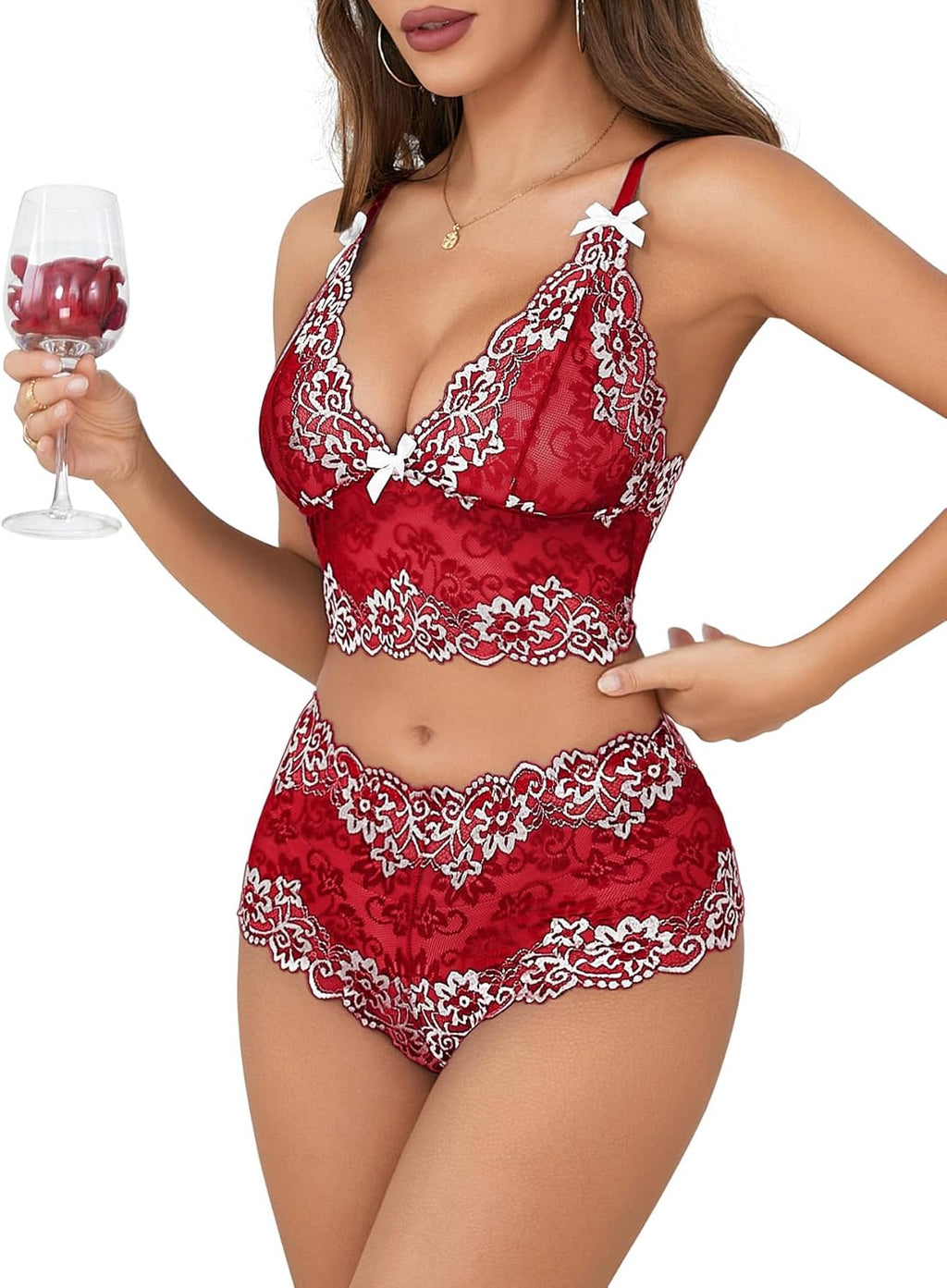 
The Velvet Bow Set | High-Waisted Lace & Cami Duo High-Waisted Shorts Fit Detail