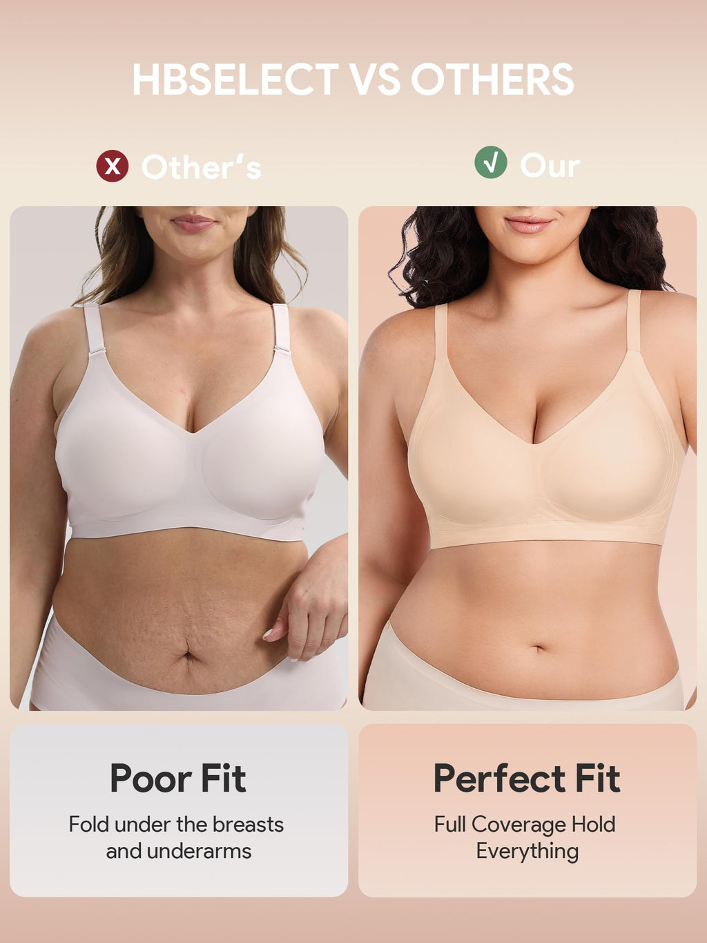 HBselect Jelly Bras for Women No Underwire Comfort Wireless Push Up Bras Seamless Tshirt Bralettes for Women