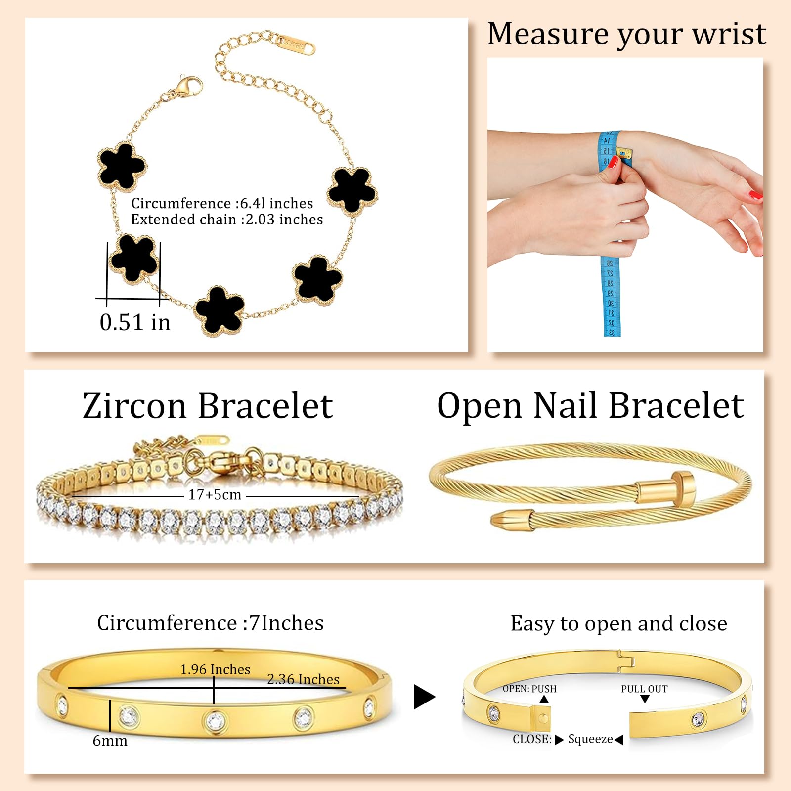18K Gold Plated Womens Stackable Floral Bracelets Set,Twisted Cable Bangle,Trendy Jewelry,Waterproof adjustable bracelet,Christmas Birthday Gifts for Girlfriend or Mother.