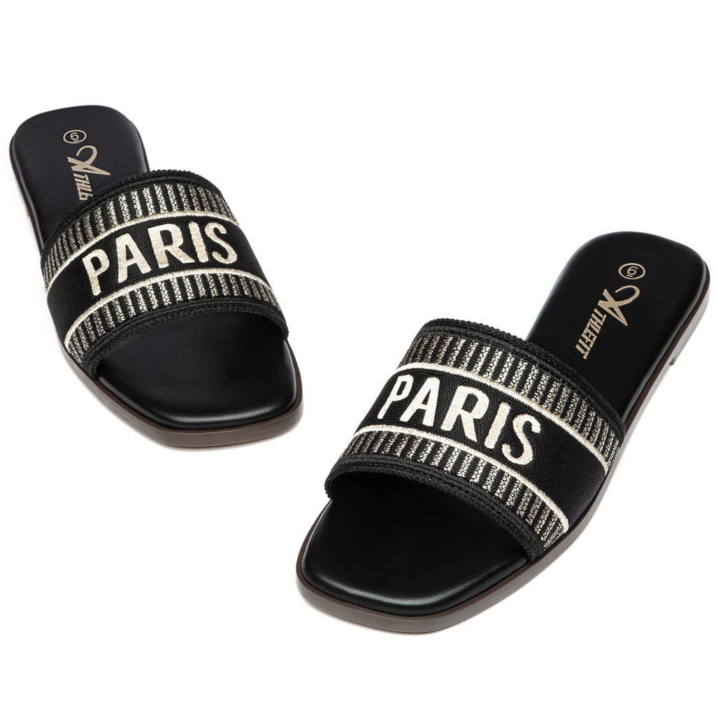 Athlefit Women's Slides Summer Fashion Slip On Flat Sandals Dressy