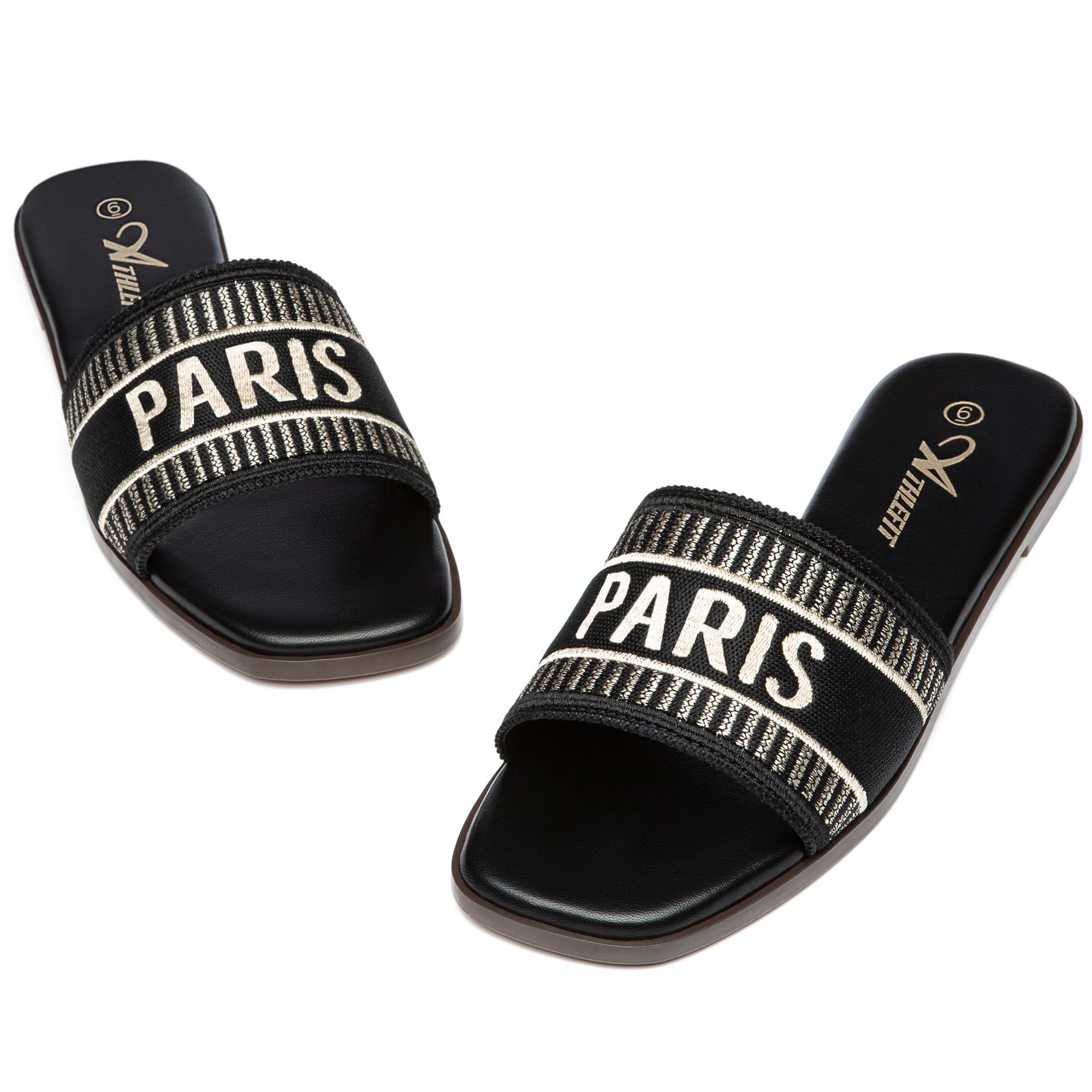 Athlefit Women's Slides Summer Fashion Slip On Flat Sandals Dressy
