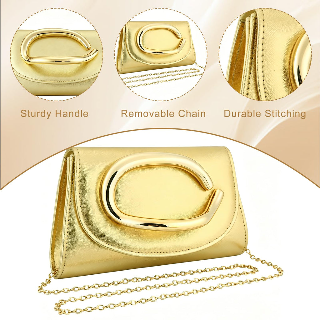 YYW Clutch Purse for Women Leather Purse Handbags with Chain Crossbody Bag Evening Bag for Wedding Party Prom Bridal