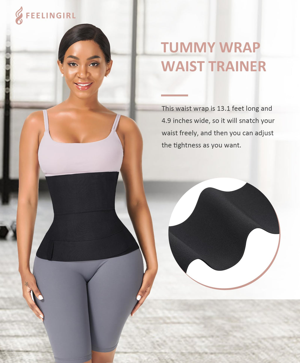 The Hourglass Wrap | Seamless Adjustable Waist Snatcher Compression Material Texture