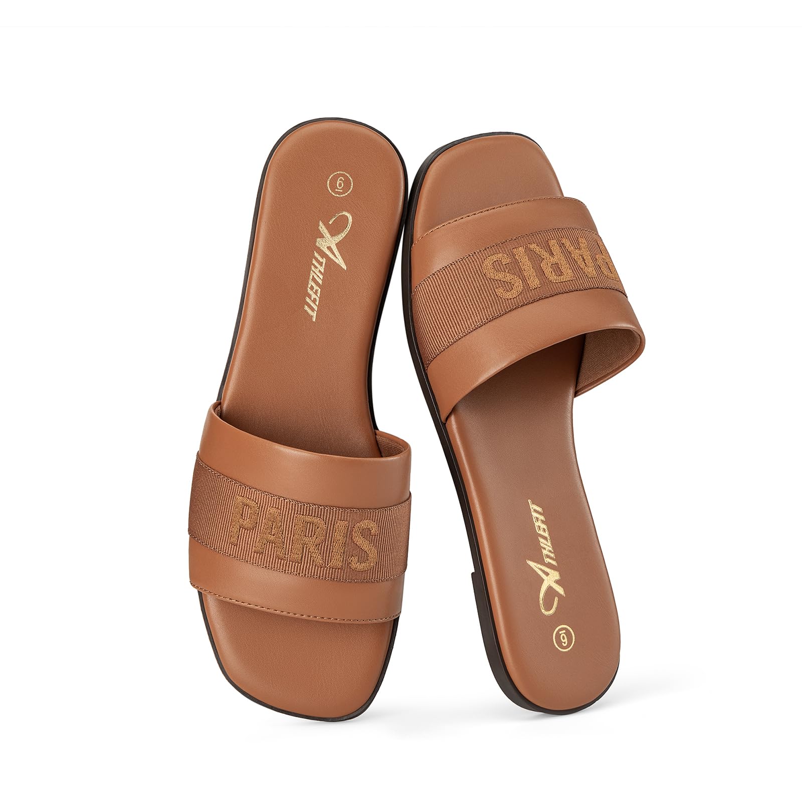 Athlefit Women's Slides Summer Fashion Slip On Flat Sandals Dressy
