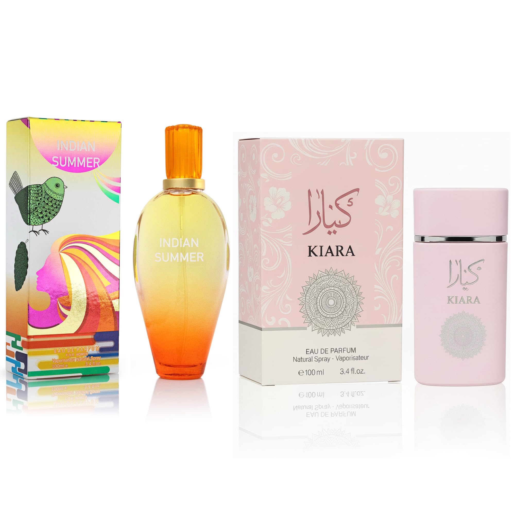 The Radiant Crystal Duo | 2-Piece Boutique Fragrance Set Natural Sunlight on Perfume Bottles

