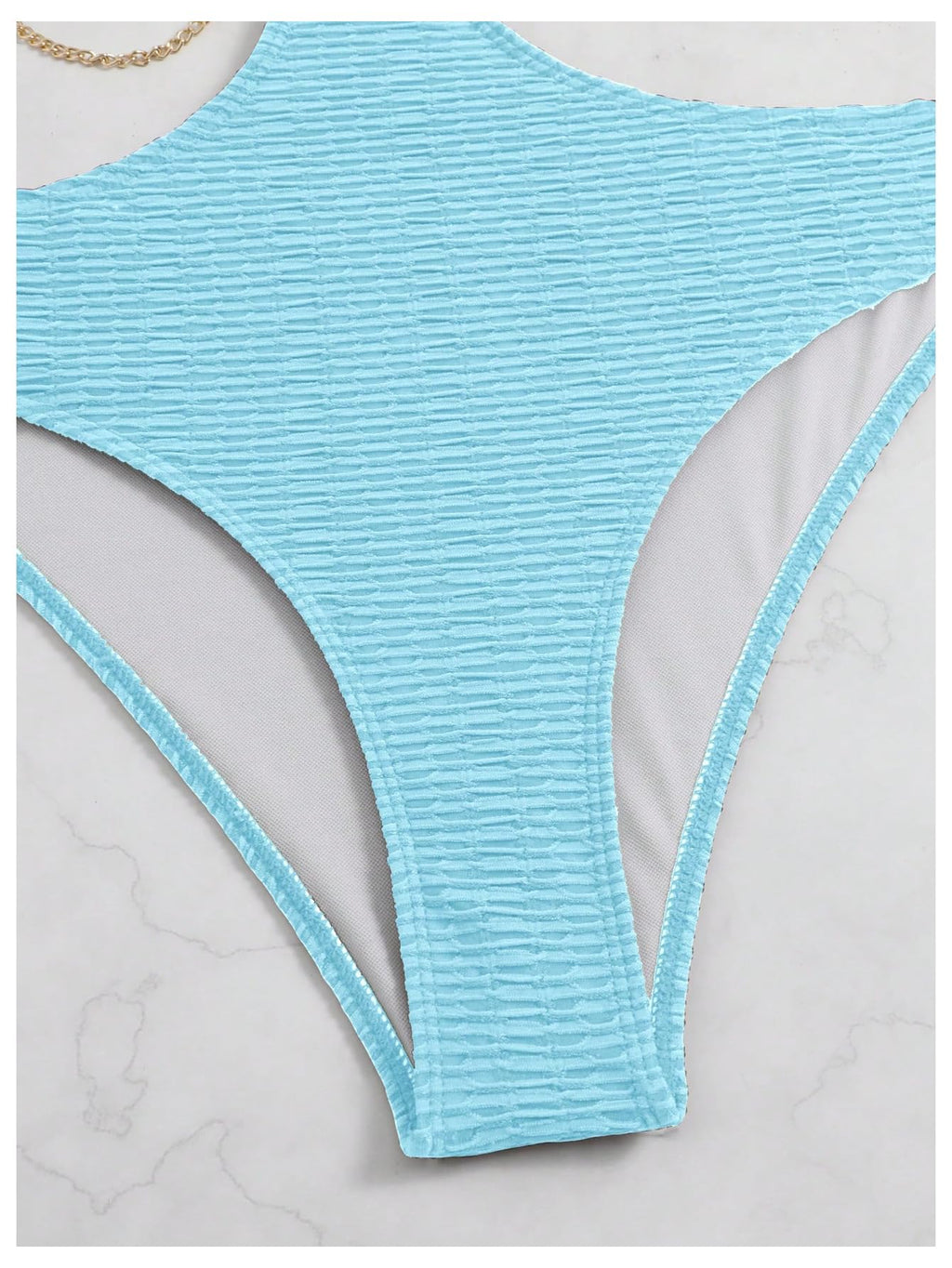 OYOANGLE Women's Chain Linked Cut Out Halter One Piece Swimsuit Tummy Control Bathing Suit