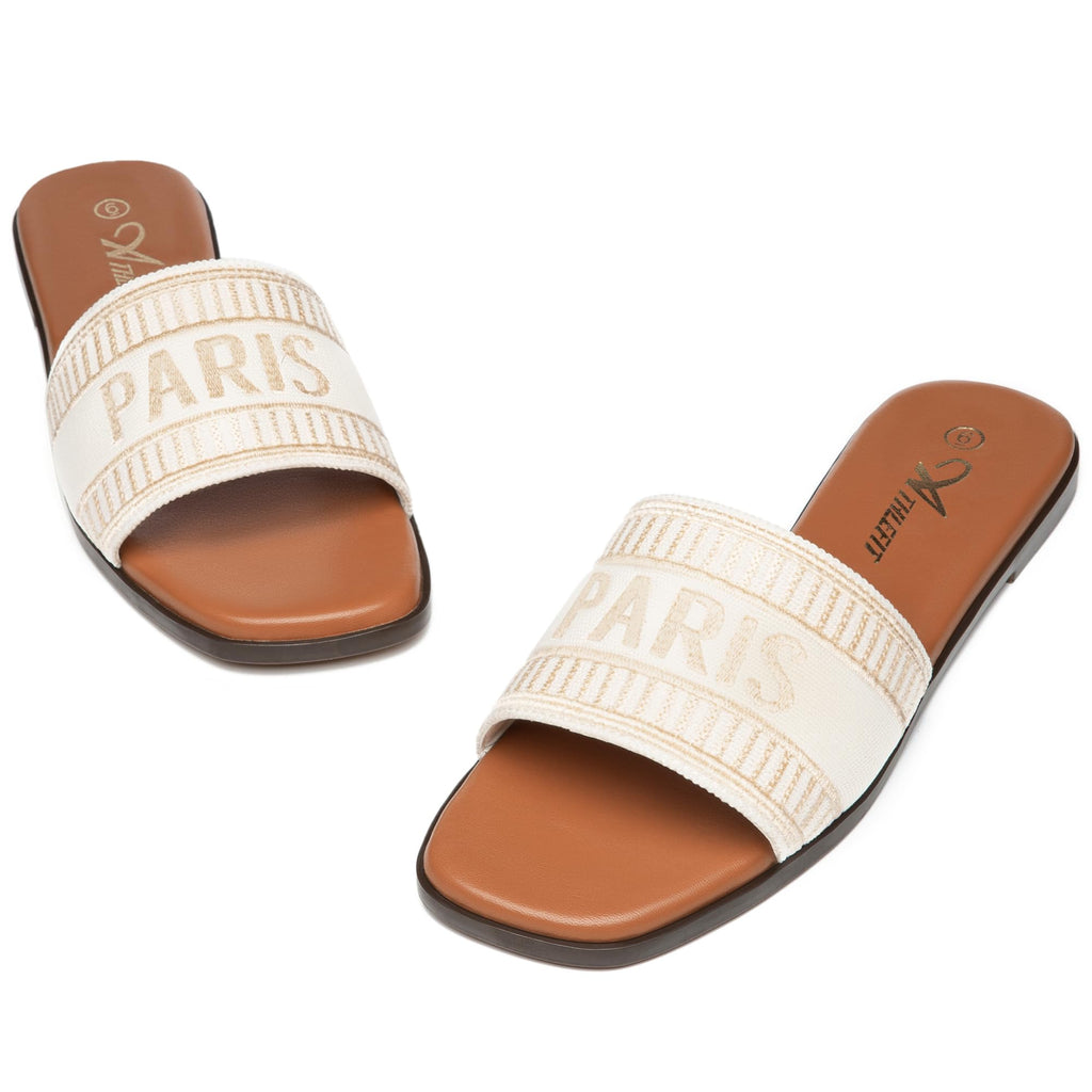 Athlefit Women's Slides Summer Fashion Slip On Flat Sandals Dressy