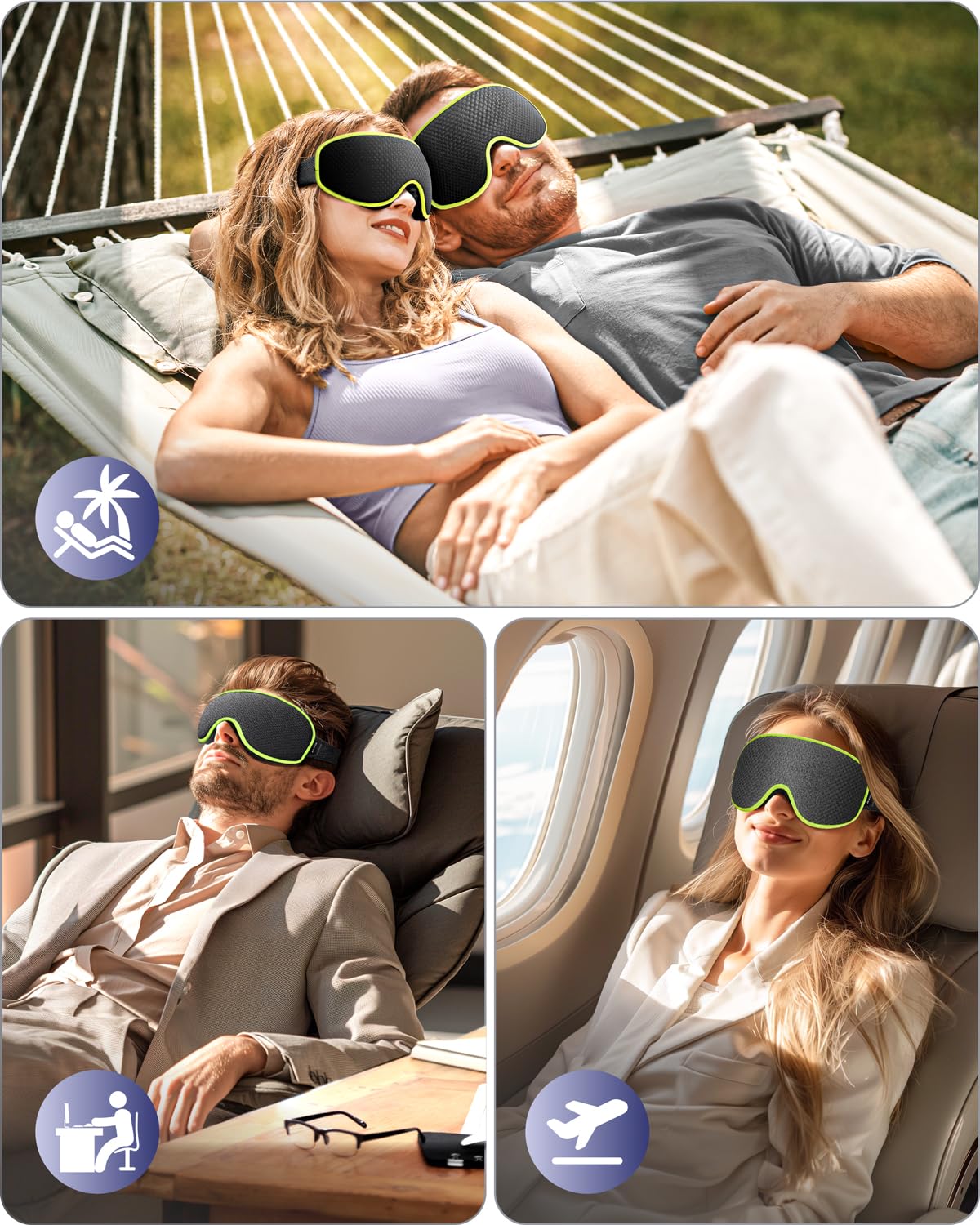 The Midnight Muse | 3D Silk-Touch Blackout Mask used outdoors, in office, and on flights, ideal for travel, naps, and deep rest anywhere.