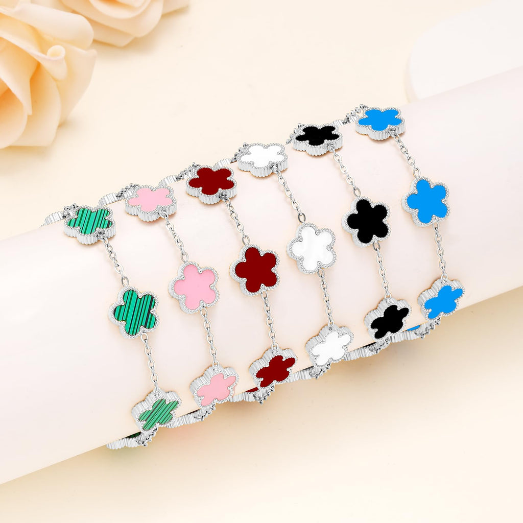 18K Gold Plated Womens Stackable Floral Bracelets Set,Twisted Cable Bangle,Trendy Jewelry,Waterproof adjustable bracelet,Christmas Birthday Gifts for Girlfriend or Mother.