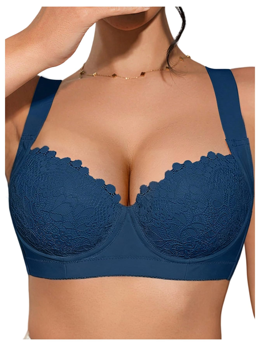 Women's Push Up Lace Bras Underwire Adjustable with Wide Strap Lingerie Shaping Support Sexy Bras