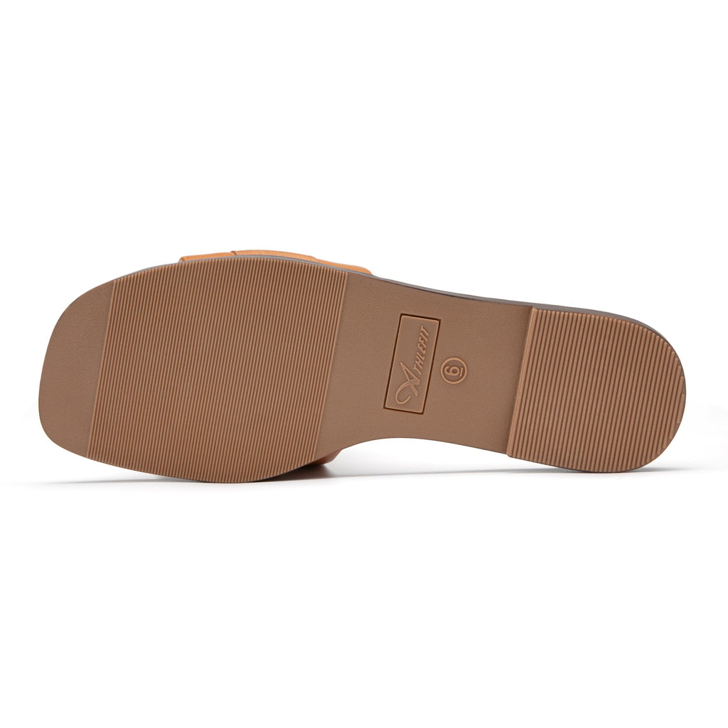 Athlefit Women's Slides Summer Fashion Slip On Flat Sandals Dressy