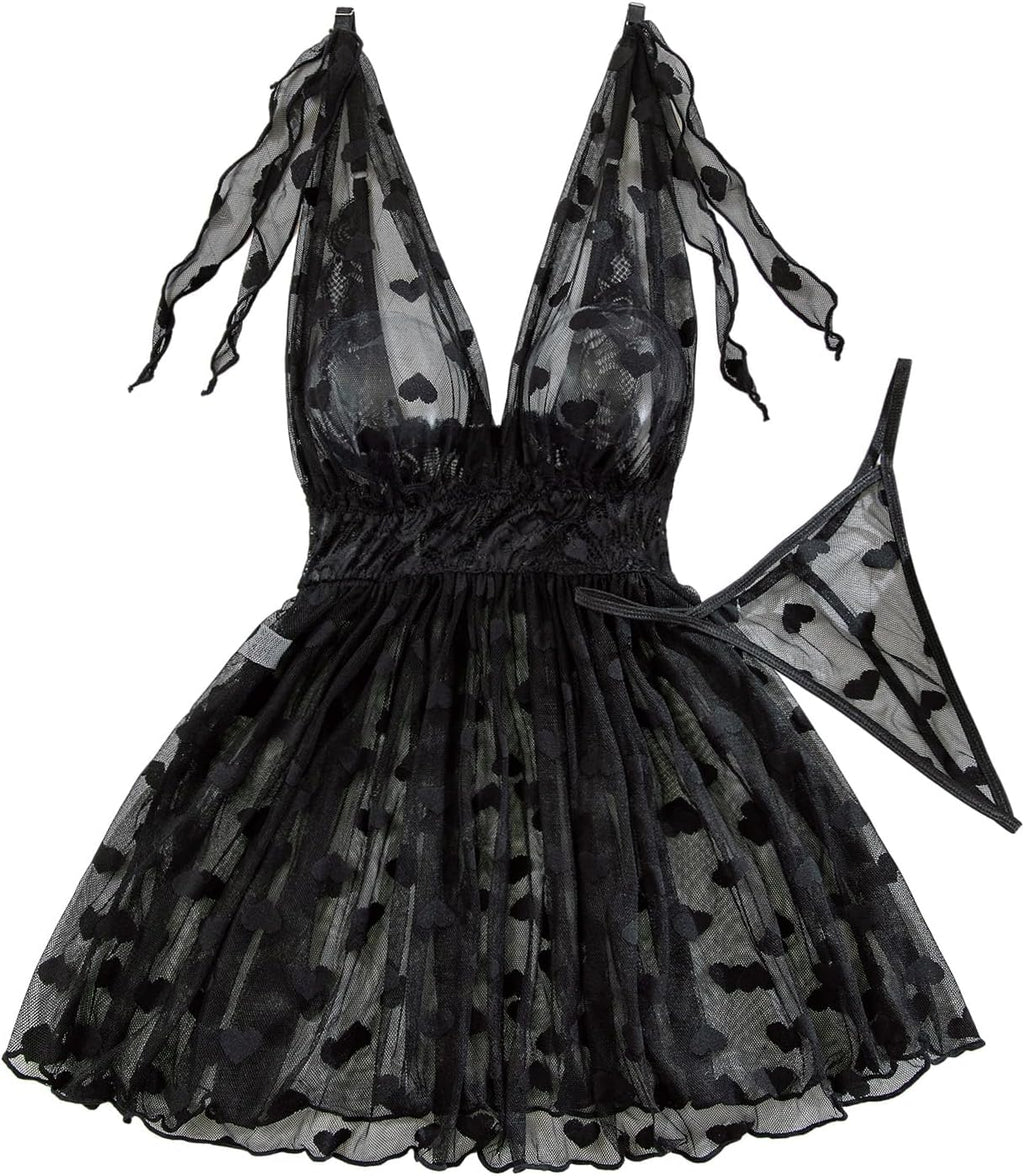 The Sultry Allure | Exotic Mesh Babydoll Flowing A-Line Silhouette

