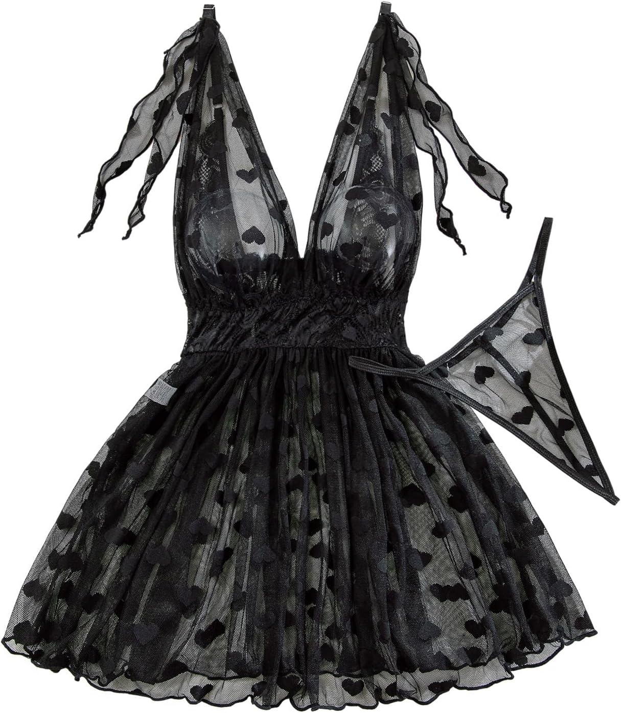 The Sultry Allure | Exotic Mesh Babydoll Breathable Lightweight Sleepwear Fit

