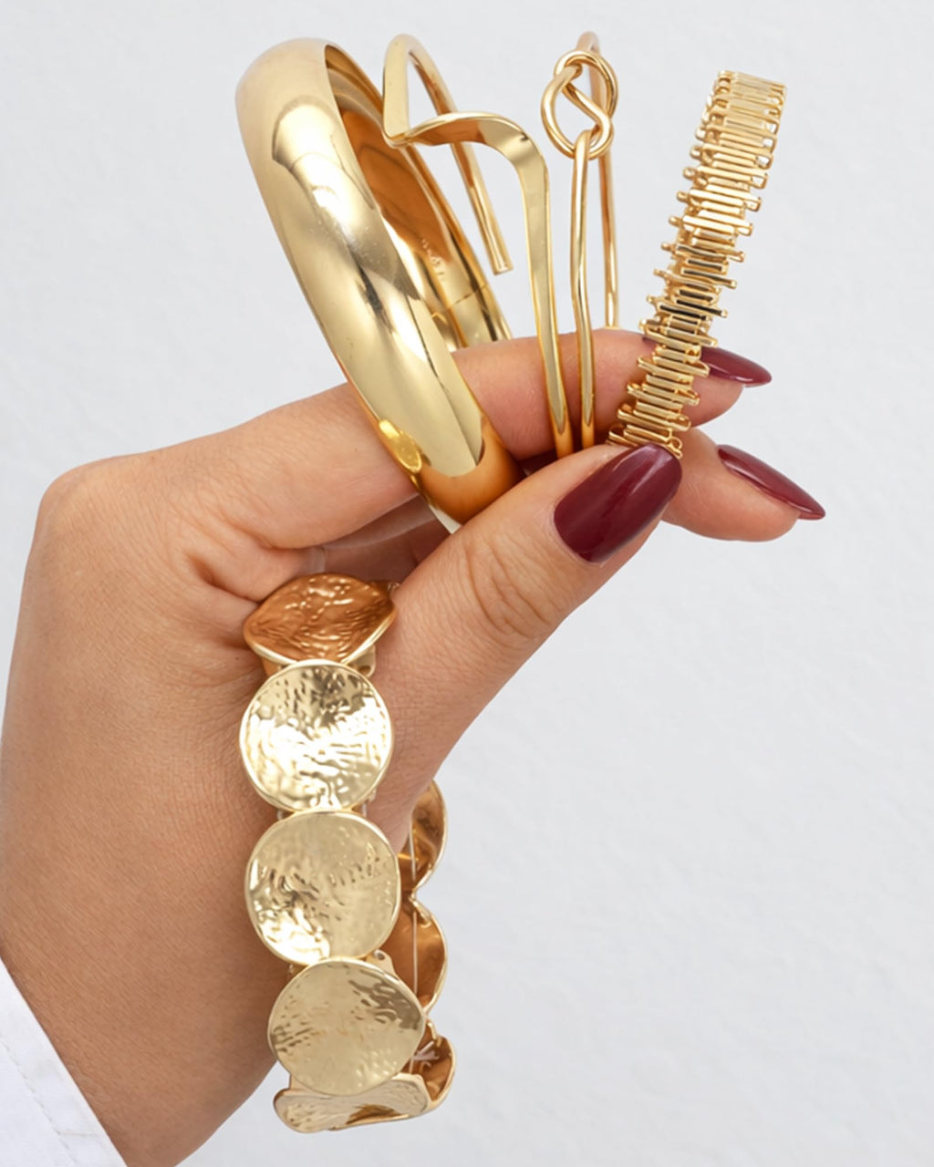 iF YOU Gold Bangle Bracelets for Women, Dainty Knot 14K Gold Plated Multi Layer Bangle Cuffs, Personalized Boho Chunky Bracelets for Women Jewelrys Set Gifts
