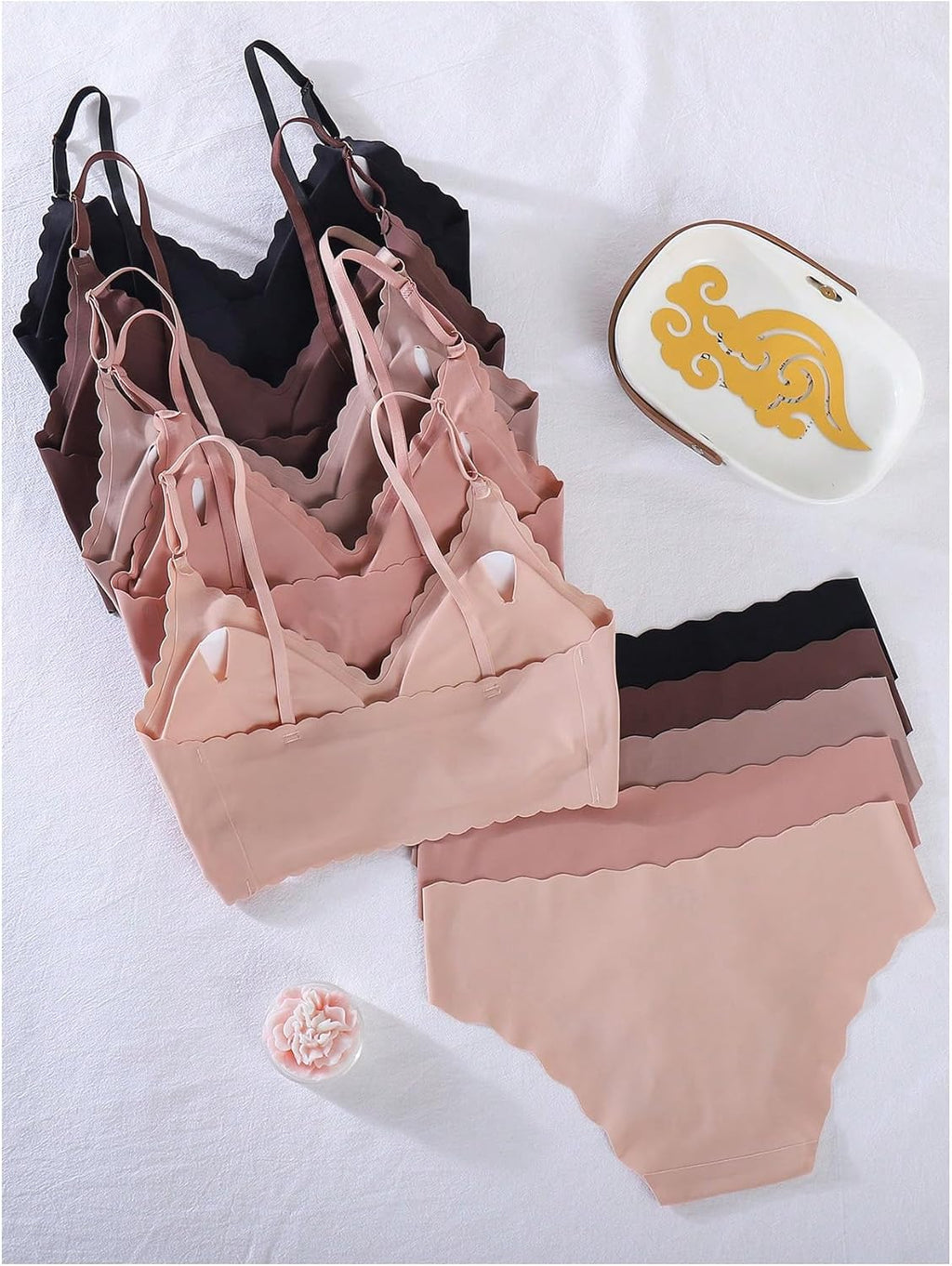 The Second Skin Collection | 5-Pack Seamless Bralette & Brief Set Laser-Cut Seamless Edge Detail