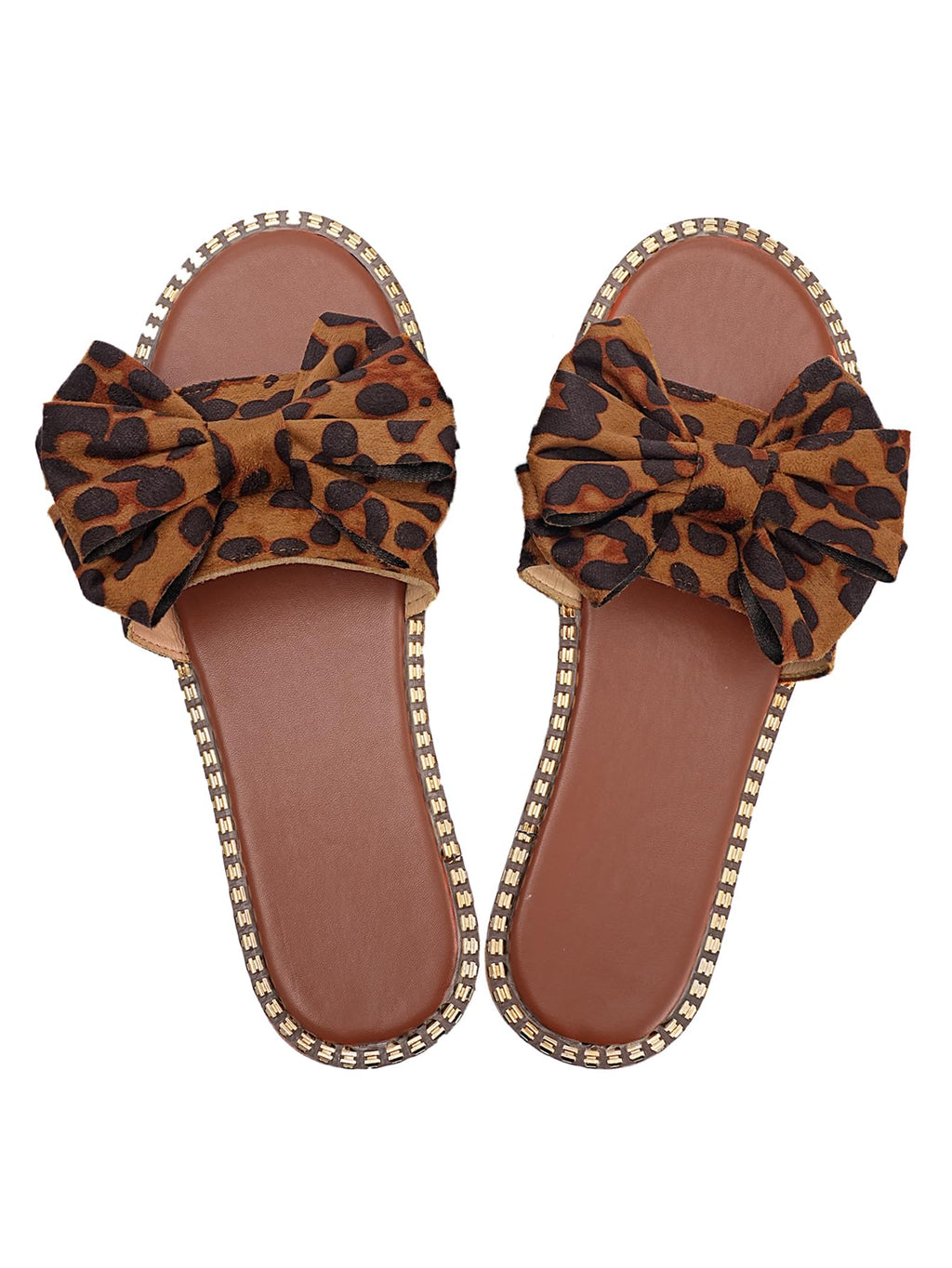 Sksshion Women's Bow Knot Slides Open Toe Flat Sandals Summer Slip On Slippers