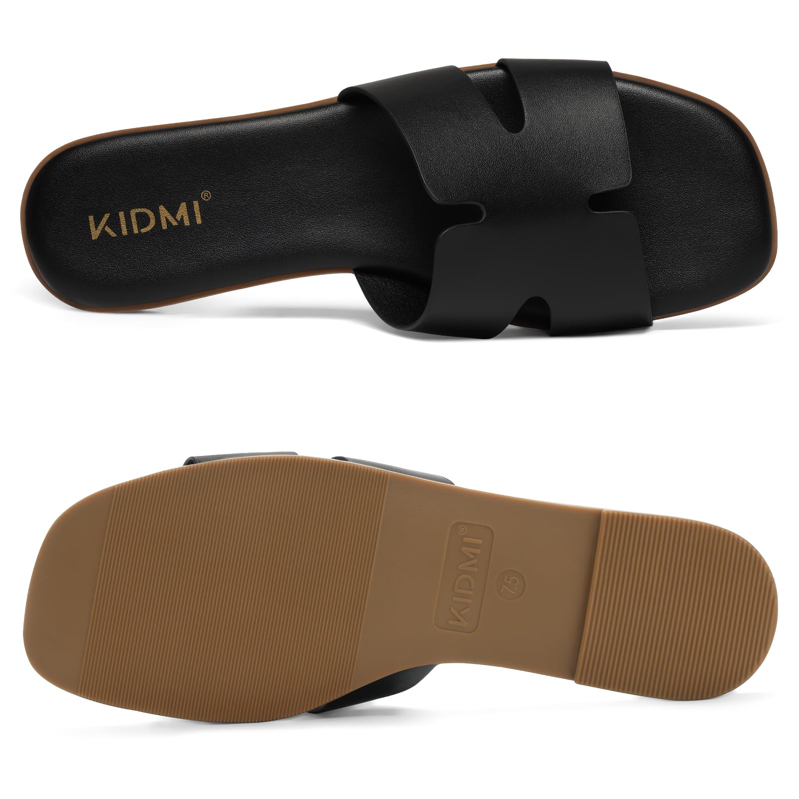 KIDMI Women's Dressy Flat Sandals, Comfortable Slip On Summer Slides, Fashion Open Toe Casual Sandals
