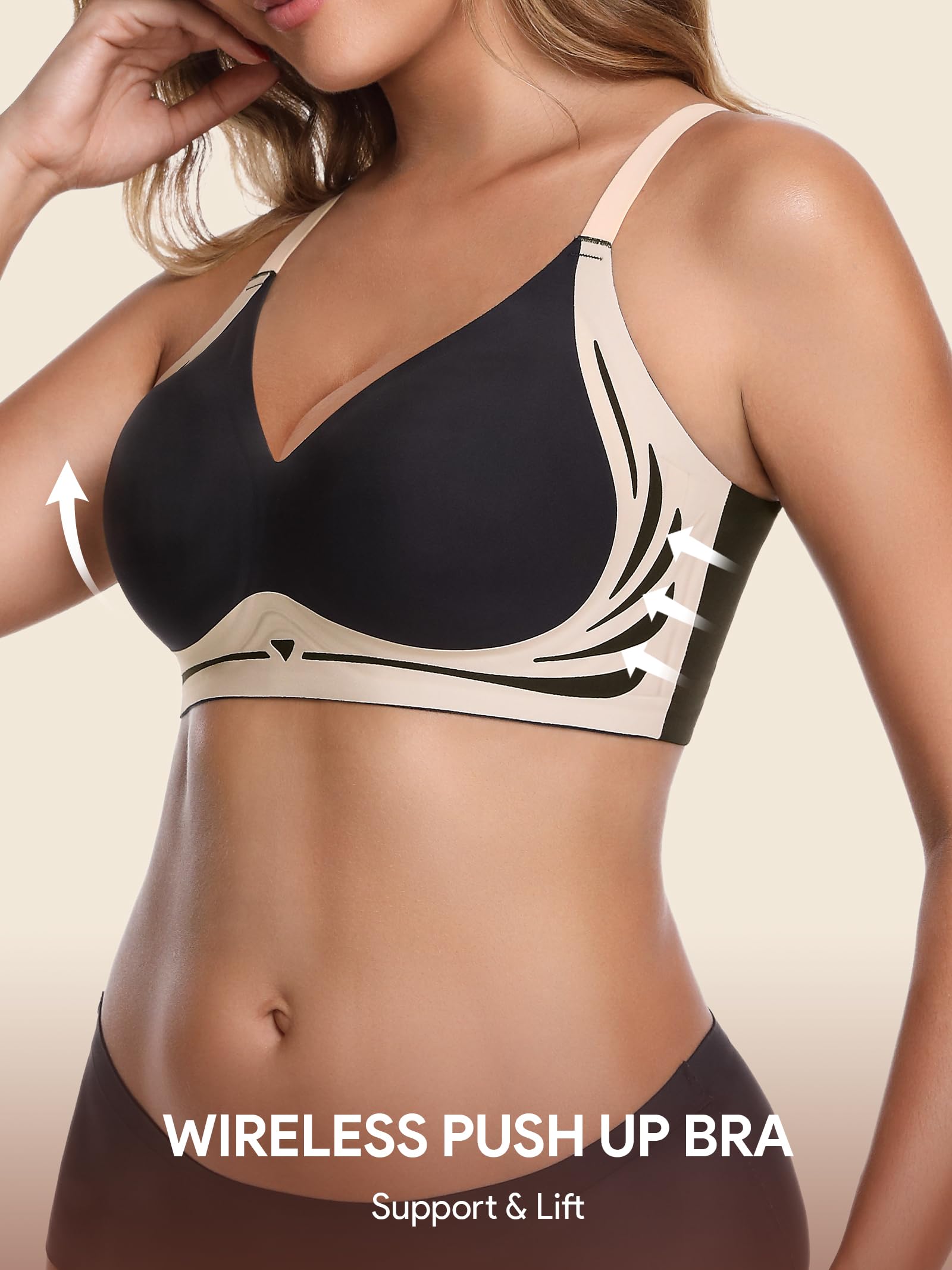 HBselect Jelly Bras for Women No Underwire Comfort Wireless Push Up Bras Seamless Tshirt Bralettes for Women