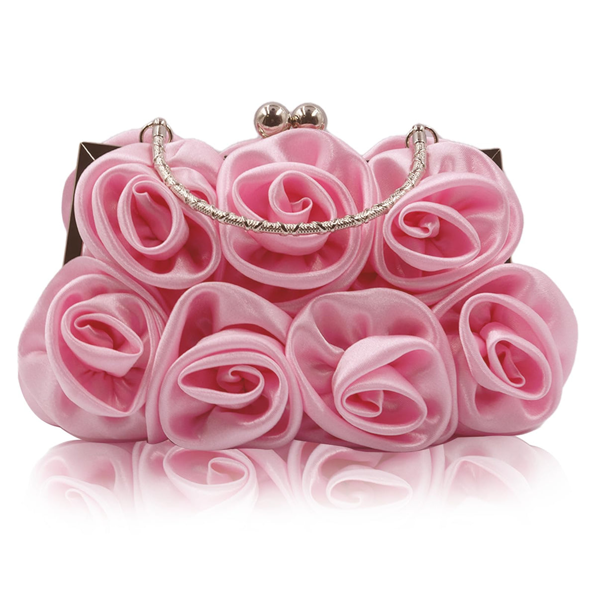 JAMBHALA Women Evening Clutch Bag Floral Satin Small Purses with Detachable Strap for Wedding, Party, Prom