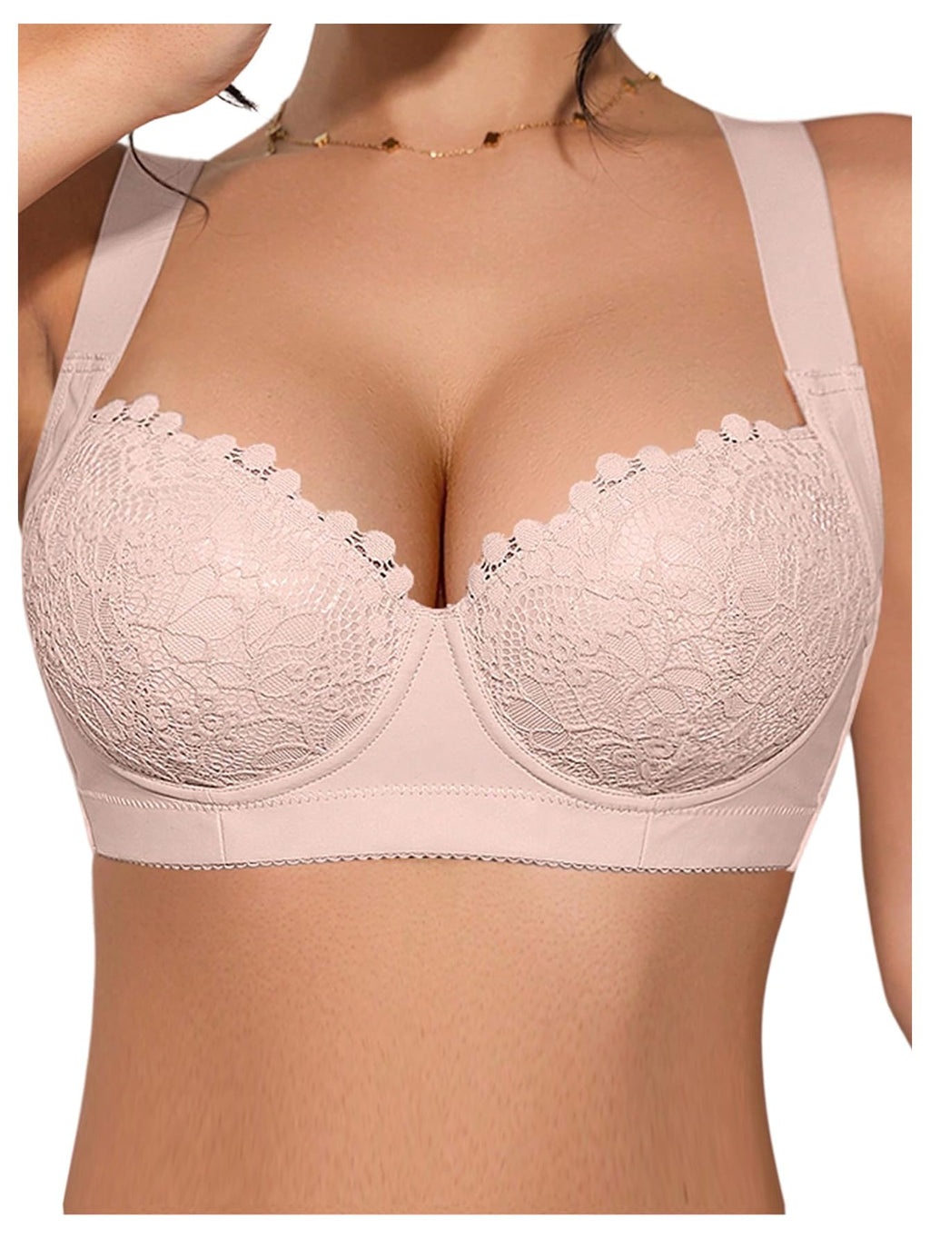 Women's Push Up Lace Bras Underwire Adjustable with Wide Strap Lingerie Shaping Support Sexy Bras