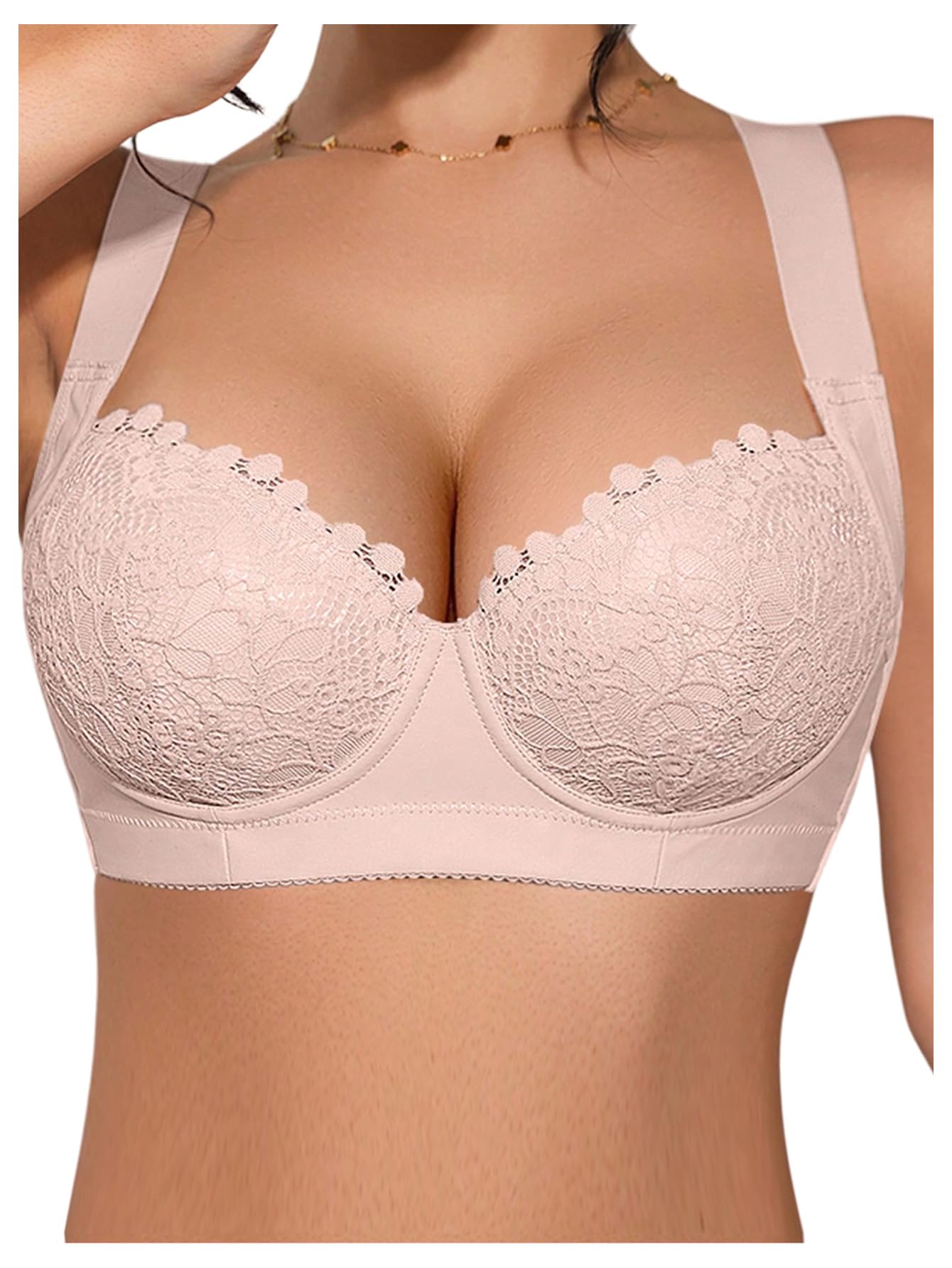 Women's Push Up Lace Bras Underwire Adjustable with Wide Strap Lingerie Shaping Support Sexy Bras