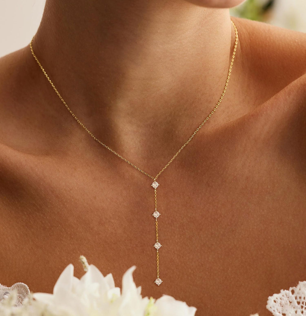 Gold Necklace for Women, Dainty Gold Long Necklaces 14k Gold Plated Prom Lariat Necklace Cute Choker Necklaces for Women Trendy Stuff Fashion Costume Gold Accessories Christmas Jewelry Gifts