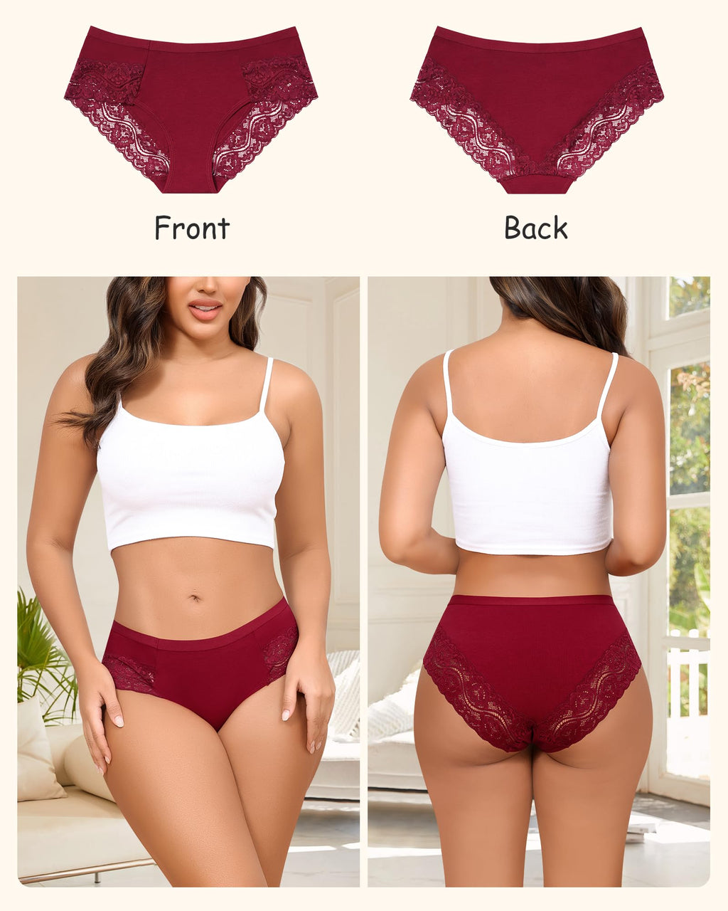 The Everyday Elegance | 6-Piece Cotton & Lace Set Non-Irritating Elastic Waistband Close-up

