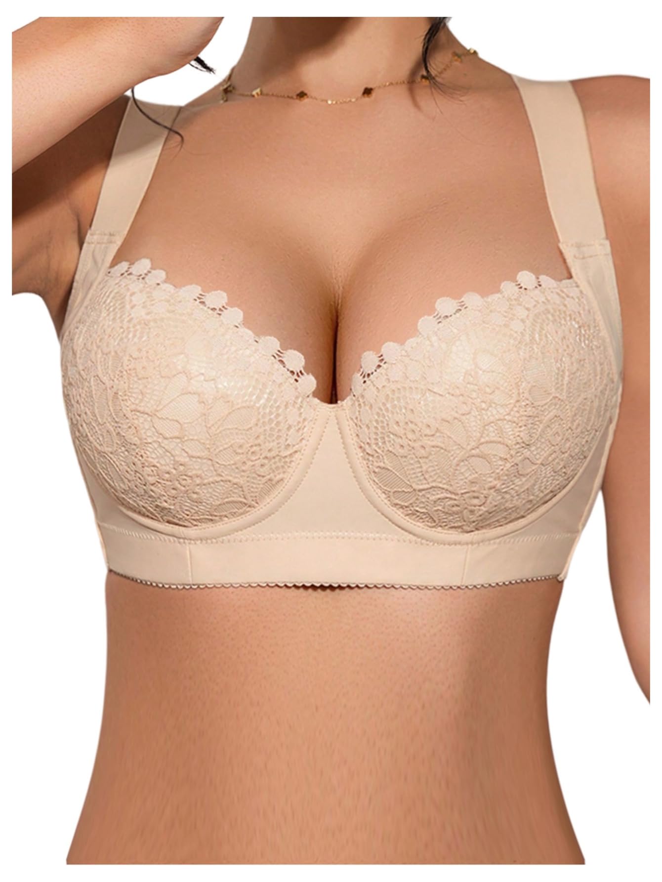 Women's Push Up Lace Bras Underwire Adjustable with Wide Strap Lingerie Shaping Support Sexy Bras