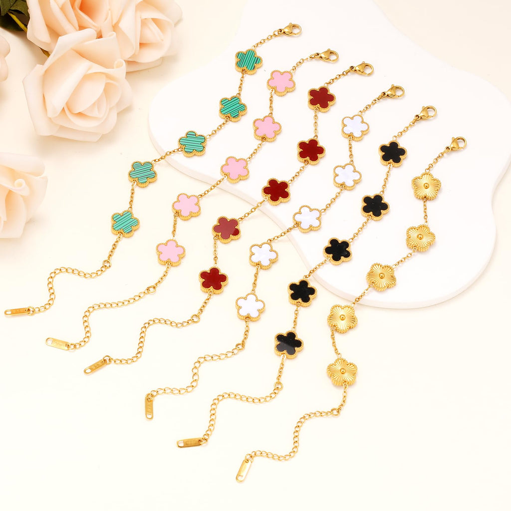 18K Gold Plated Womens Stackable Floral Bracelets Set,Twisted Cable Bangle,Trendy Jewelry,Waterproof adjustable bracelet,Christmas Birthday Gifts for Girlfriend or Mother.