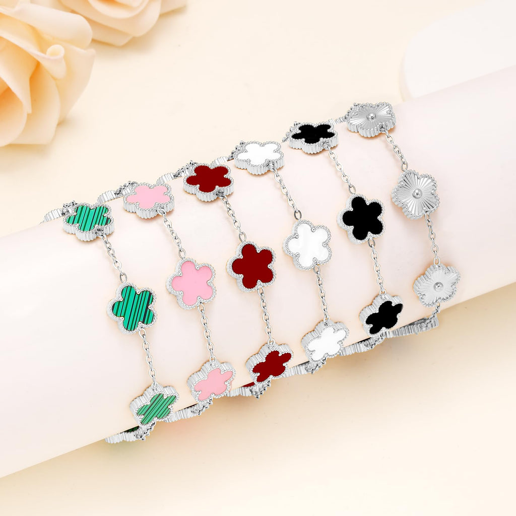 18K Gold Plated Womens Stackable Floral Bracelets Set,Twisted Cable Bangle,Trendy Jewelry,Waterproof adjustable bracelet,Christmas Birthday Gifts for Girlfriend or Mother.