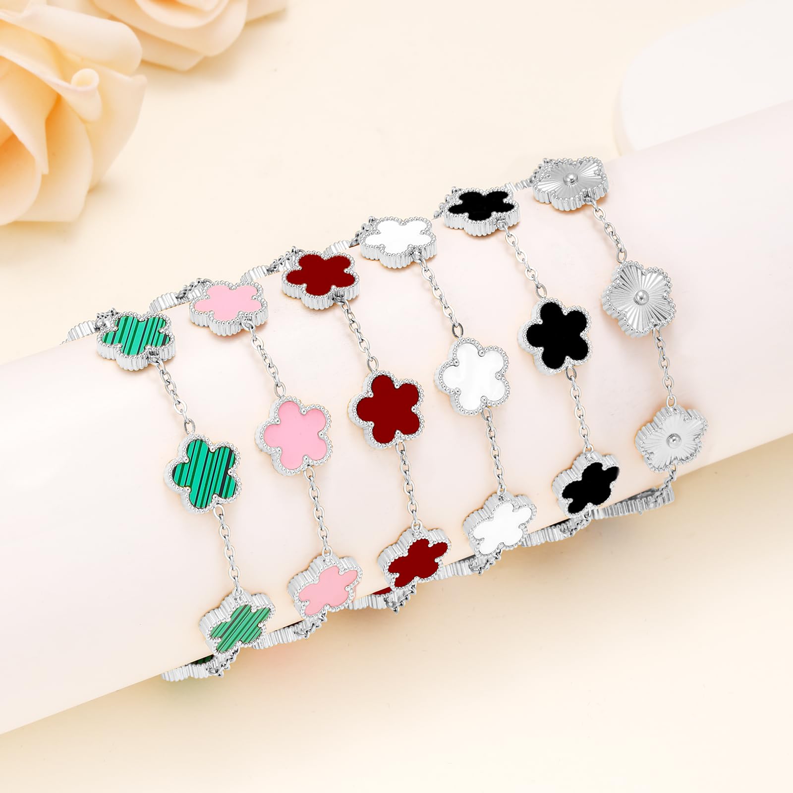 18K Gold Plated Womens Stackable Floral Bracelets Set,Twisted Cable Bangle,Trendy Jewelry,Waterproof adjustable bracelet,Christmas Birthday Gifts for Girlfriend or Mother.