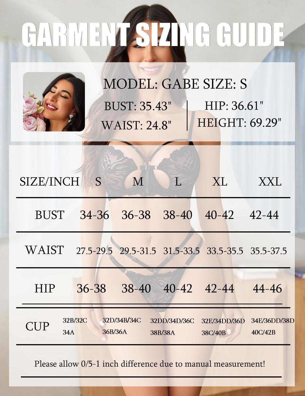 Lingerie for Women Lace Bra and Panty Set Sexy Underwear Sets 2 Piece Strappy Lingerie with Thong
