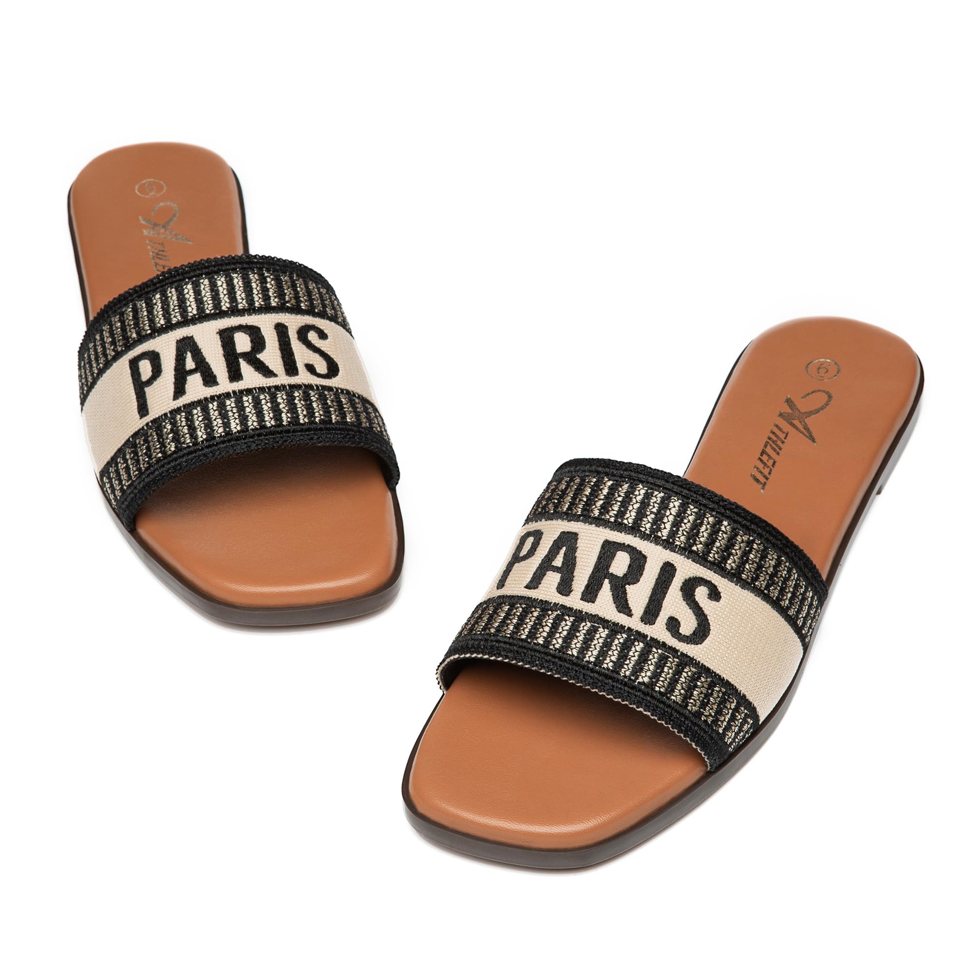 Athlefit Women's Slides Summer Fashion Slip On Flat Sandals Dressy