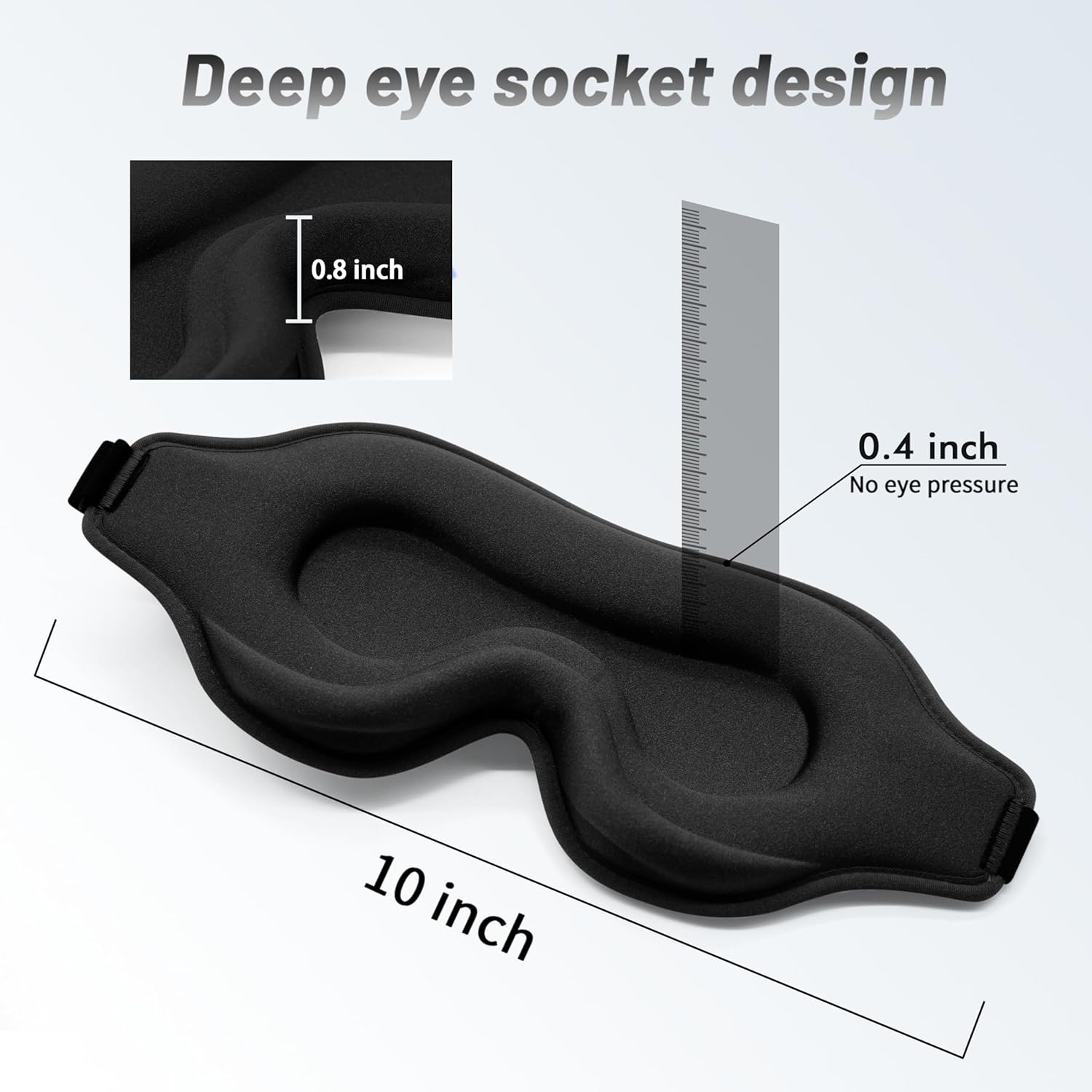 The Lash Lover’s Dream | Contoured Side-Sleeper Mask with deep eye socket design, measuring 10 inches wide and 0.8 inch deep for no eye pressure.