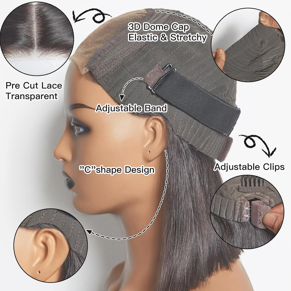 The Royal Empress | 250% Density Glueless HD Bob Glueless Cap with Security Straps