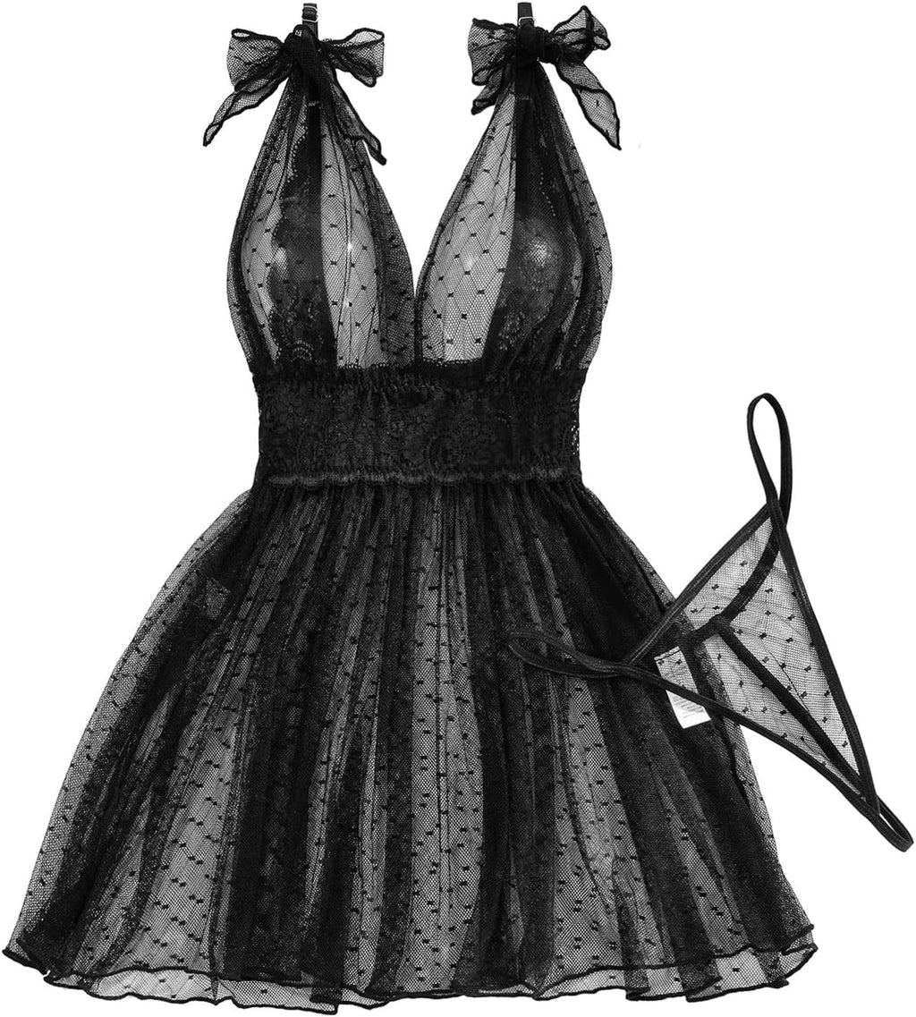 The Sultry Allure | Exotic Mesh Babydoll Gift-Ready Presentation for Her

