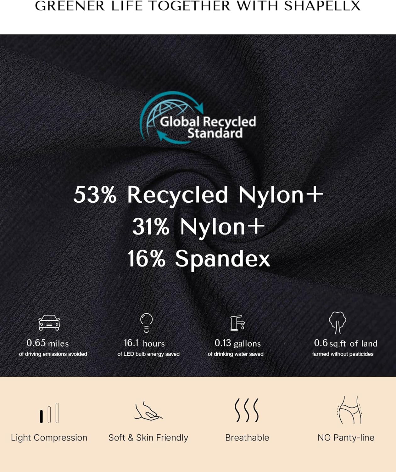 The Sculpting Essential thong made with 53% recycled nylon, 31% nylon, and 16% spandex offers eco-friendly, breathable, and soft compression shapewear.