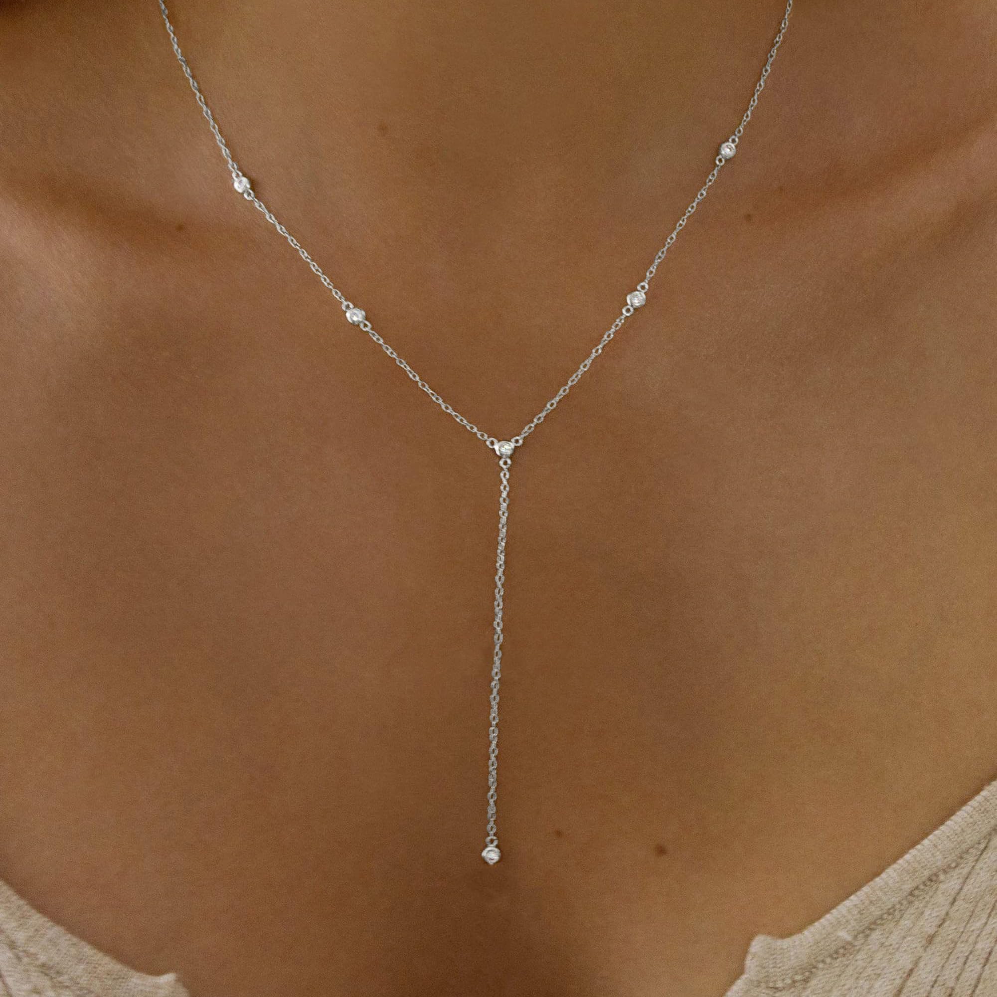 Gold Necklace for Women, Dainty Gold Long Necklaces 14k Gold Plated Prom Lariat Necklace Cute Choker Necklaces for Women Trendy Stuff Fashion Costume Gold Accessories Christmas Jewelry Gifts