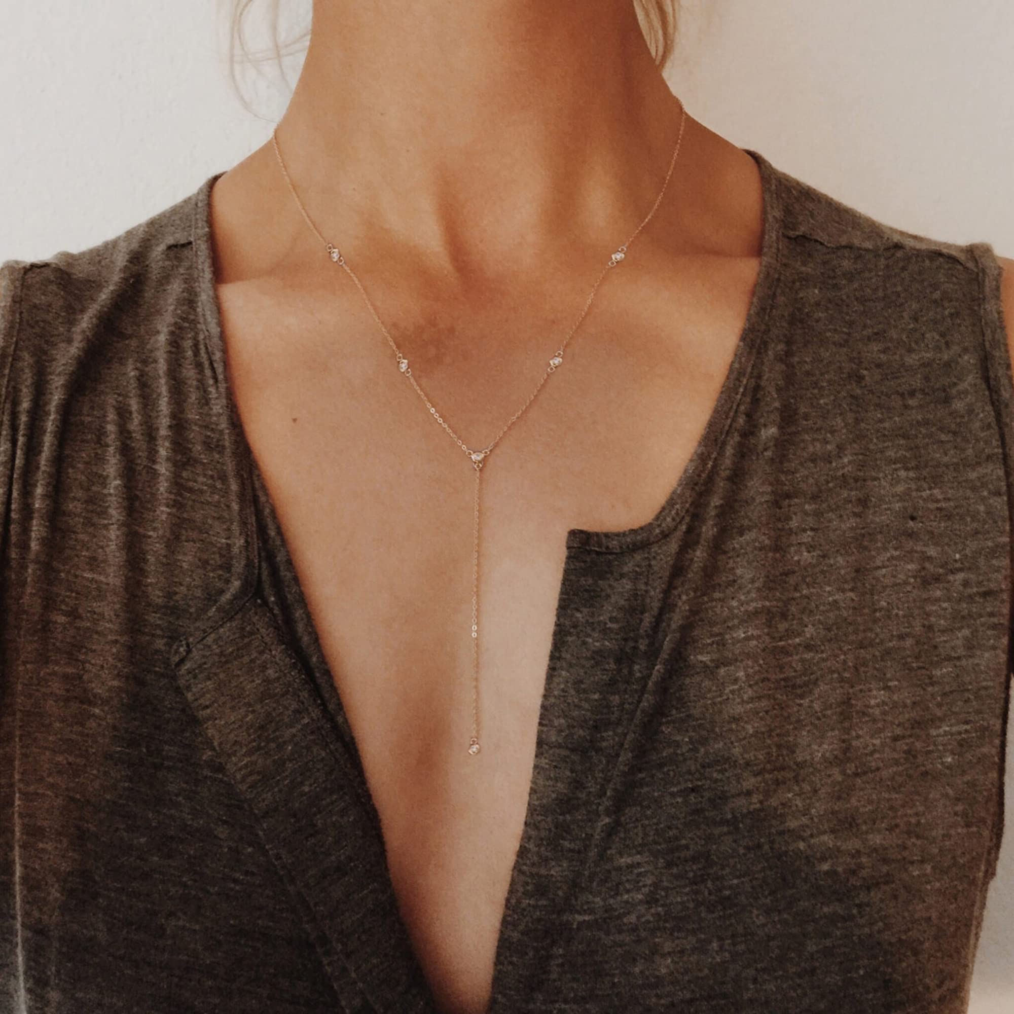 Gold Necklace for Women, Dainty Gold Long Necklaces 14k Gold Plated Prom Lariat Necklace Cute Choker Necklaces for Women Trendy Stuff Fashion Costume Gold Accessories Christmas Jewelry Gifts