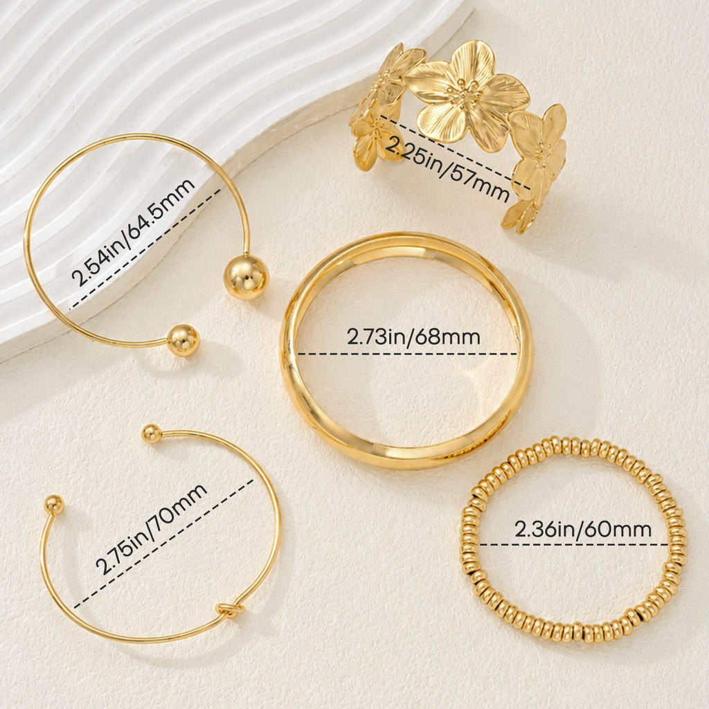 iF YOU Gold Bangle Bracelets for Women, Dainty Knot 14K Gold Plated Multi Layer Bangle Cuffs, Personalized Boho Chunky Bracelets for Women Jewelrys Set Gifts