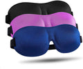 The Dream Serene Trio | 3-Piece Luxury Sleep Set features black, purple, and blue 3D contoured sleep masks with adjustable straps for light blocking.