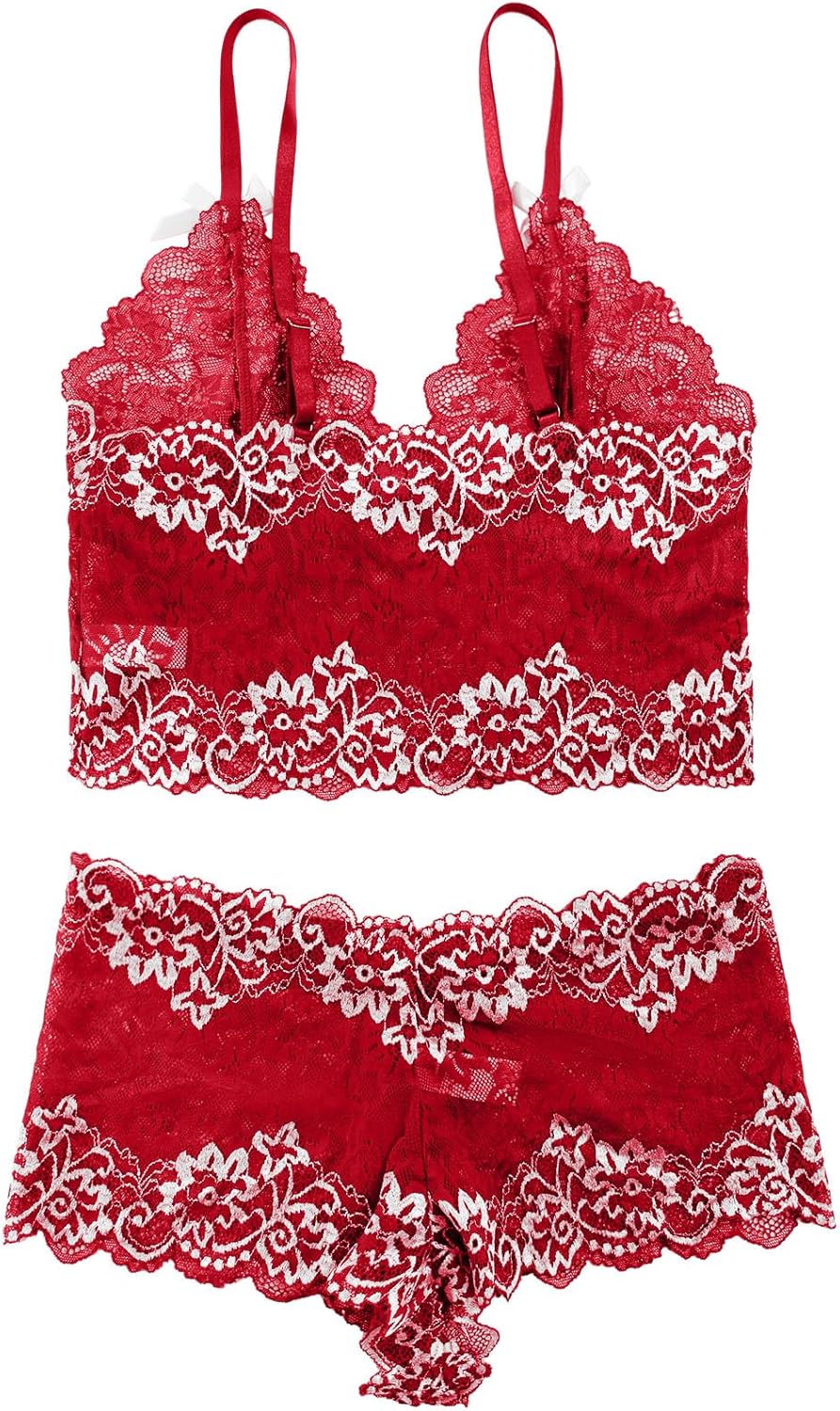 The Velvet Bow Set | High-Waisted Lace & Cami Duo Cami Top with Adjustable Straps
