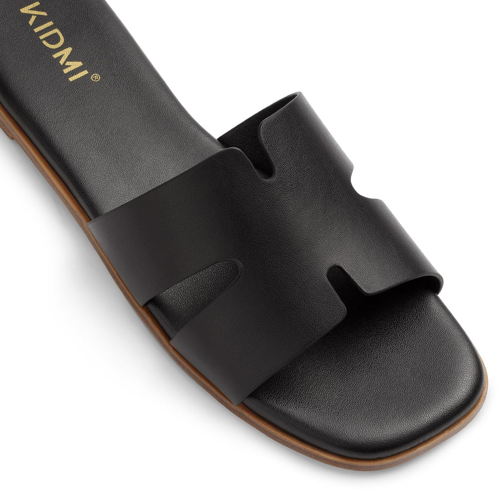 KIDMI Women's Dressy Flat Sandals, Comfortable Slip On Summer Slides, Fashion Open Toe Casual Sandals