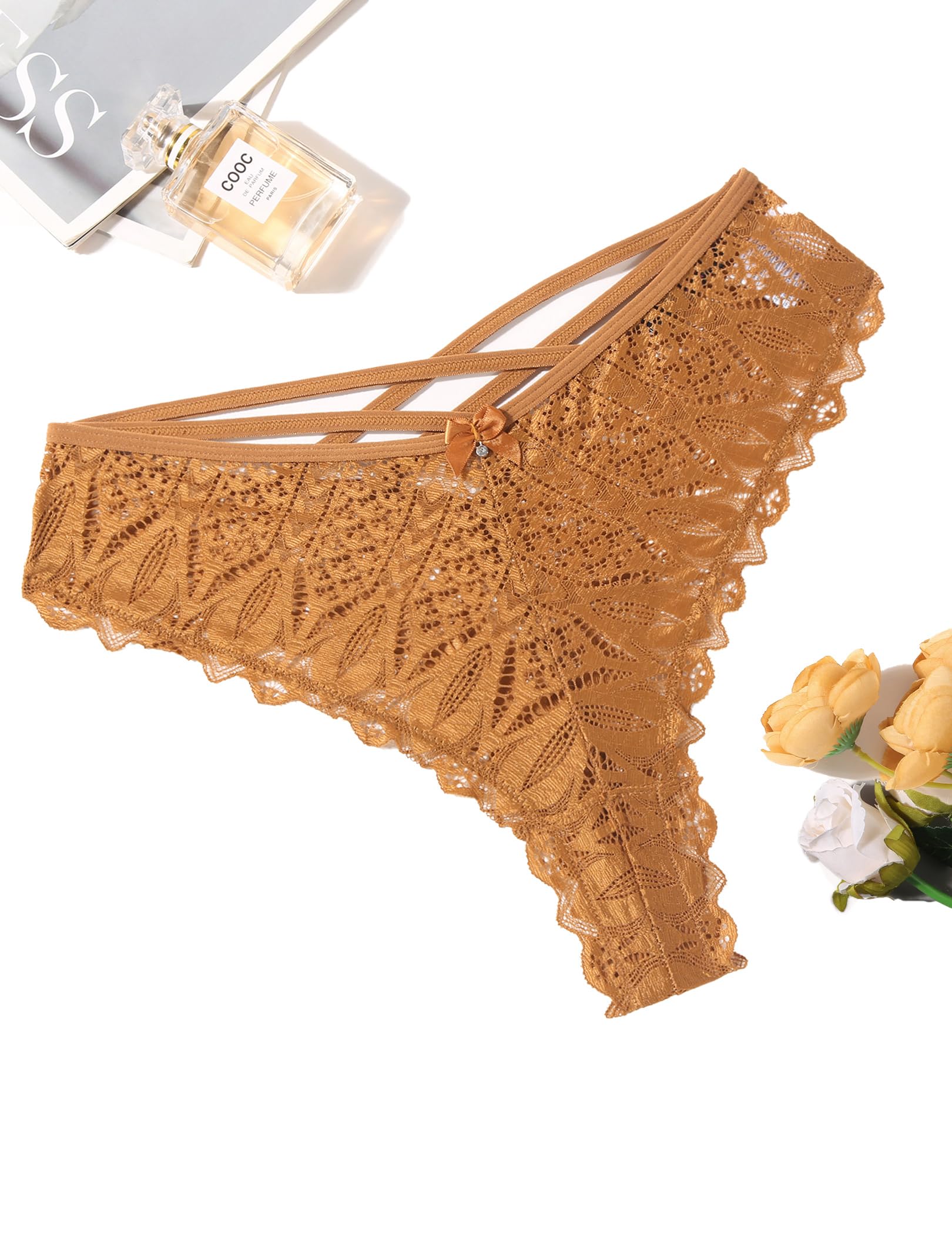 The Criss-Cross Allure | Signature Lace Cheeky Panties Close-up of Scalloped Lace Trim

