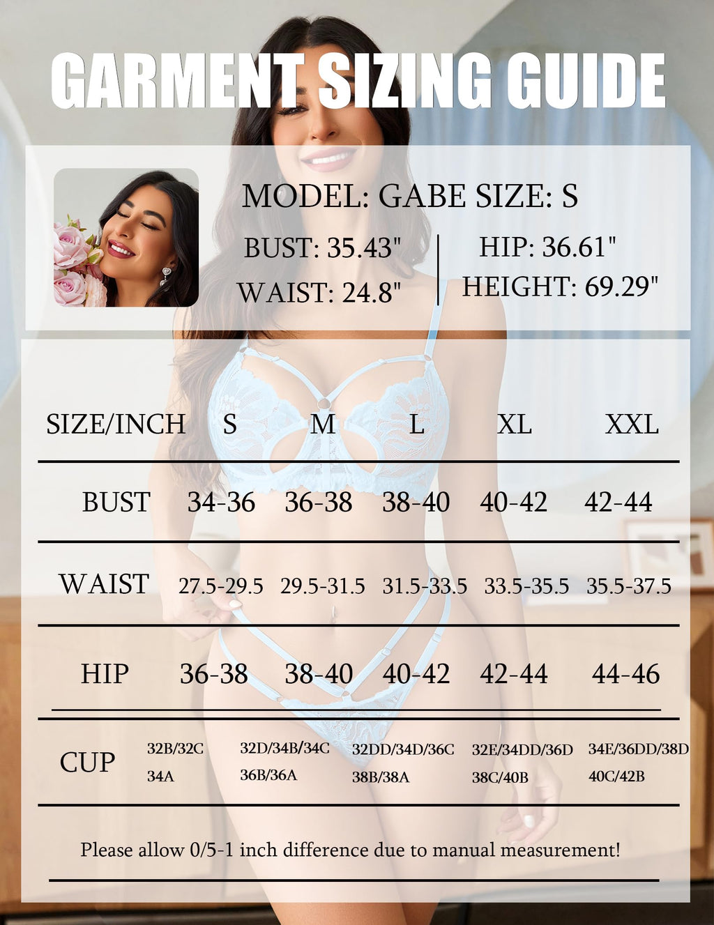 Lingerie for Women Lace Bra and Panty Set Sexy Underwear Sets 2 Piece Strappy Lingerie with Thong