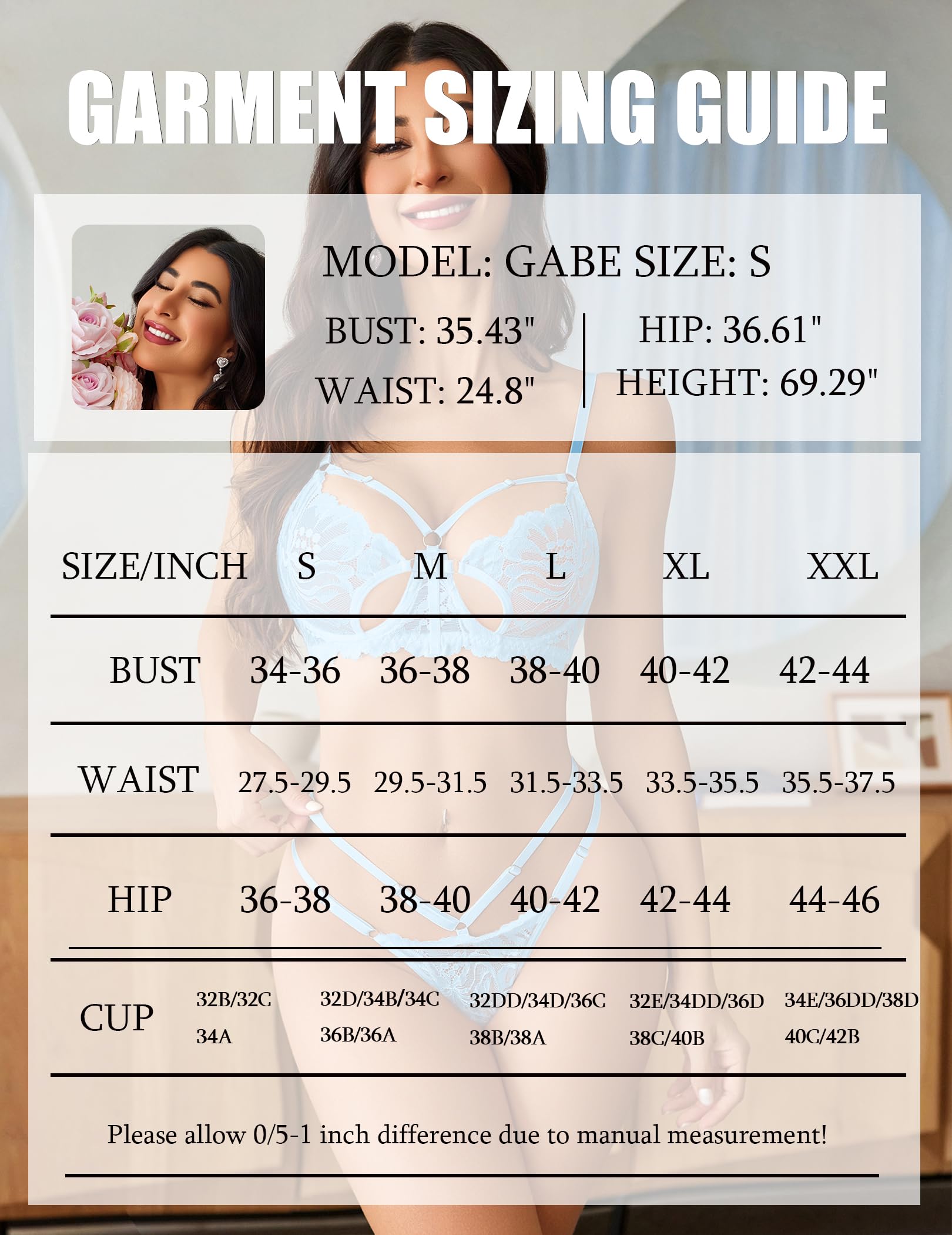 Lingerie for Women Lace Bra and Panty Set Sexy Underwear Sets 2 Piece Strappy Lingerie with Thong