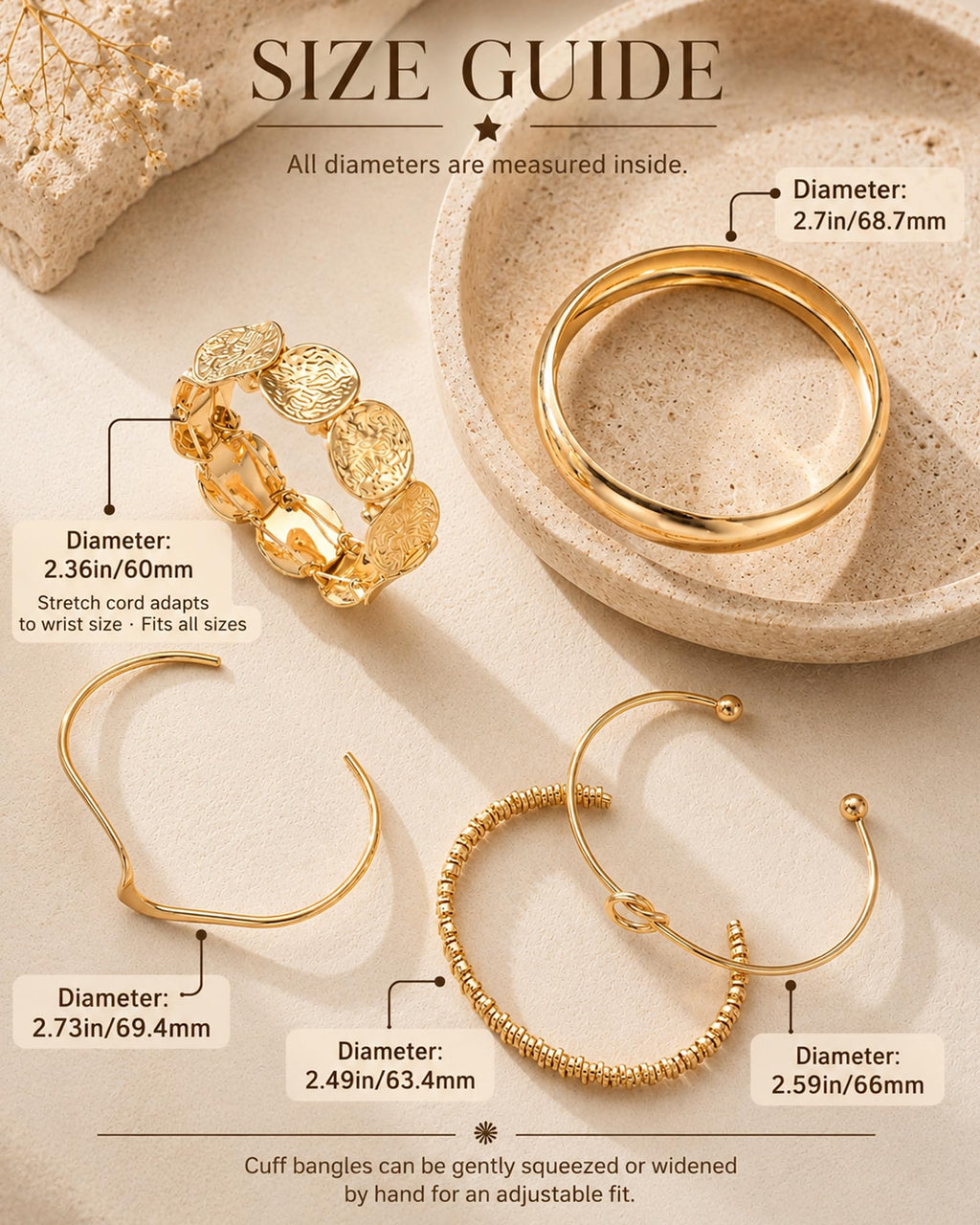 iF YOU Gold Bangle Bracelets for Women, Dainty Knot 14K Gold Plated Multi Layer Bangle Cuffs, Personalized Boho Chunky Bracelets for Women Jewelrys Set Gifts
